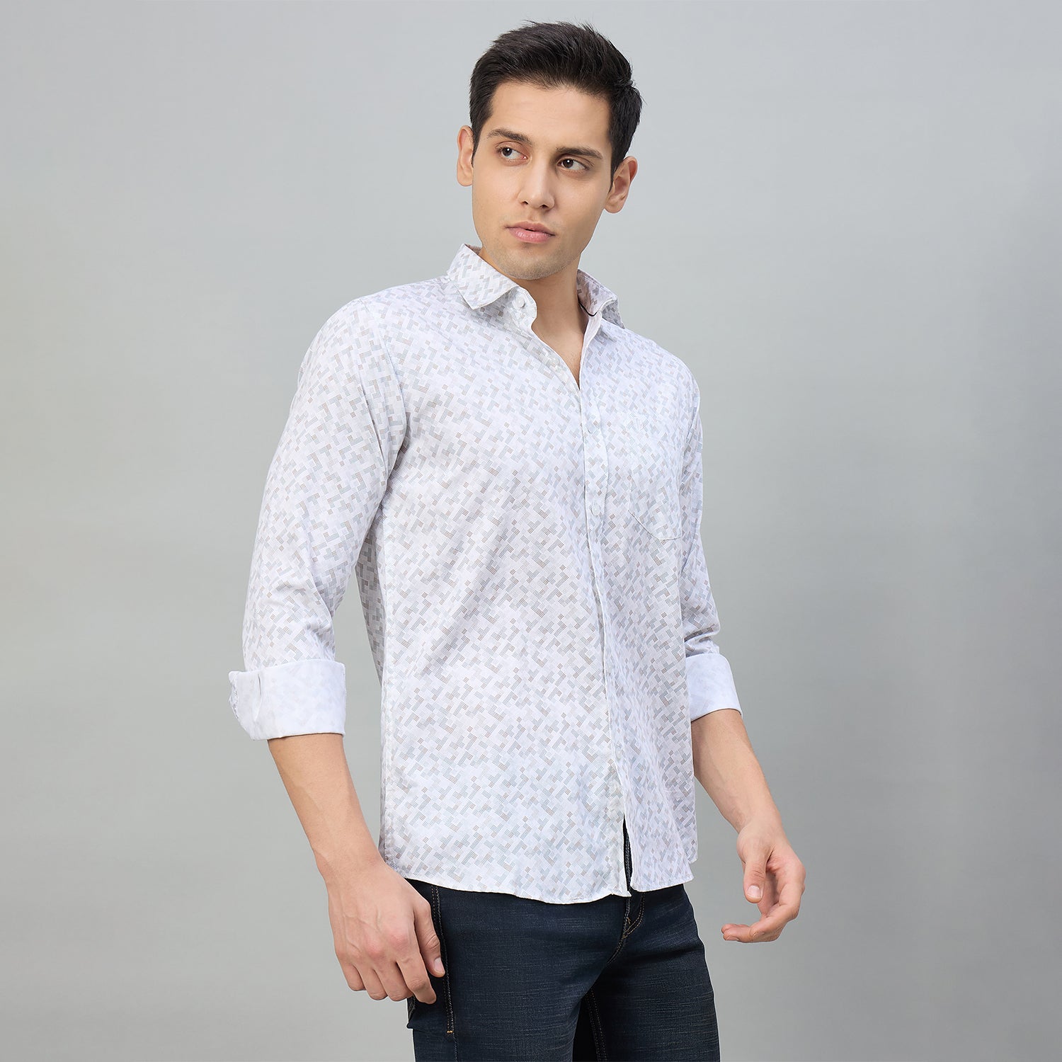 Duke Men Slim Fit Full Sleeve Short Style Cotton Shirt (SDO8PRBN)