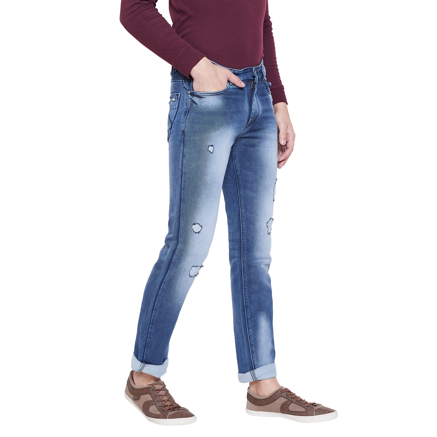 Duke Urban Men Comfort Fit Stretchable Distress Jeans (SDD8199)