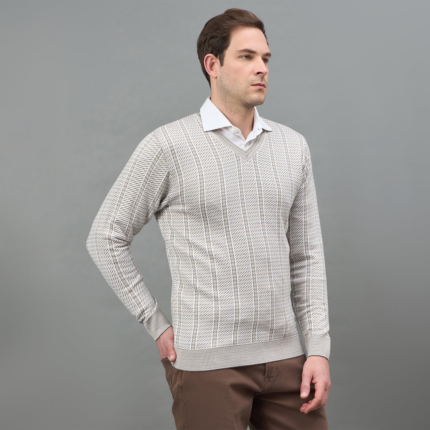 Duke Urban Men Full Sleeve V Neck Regular Sweater (SDS2411)
