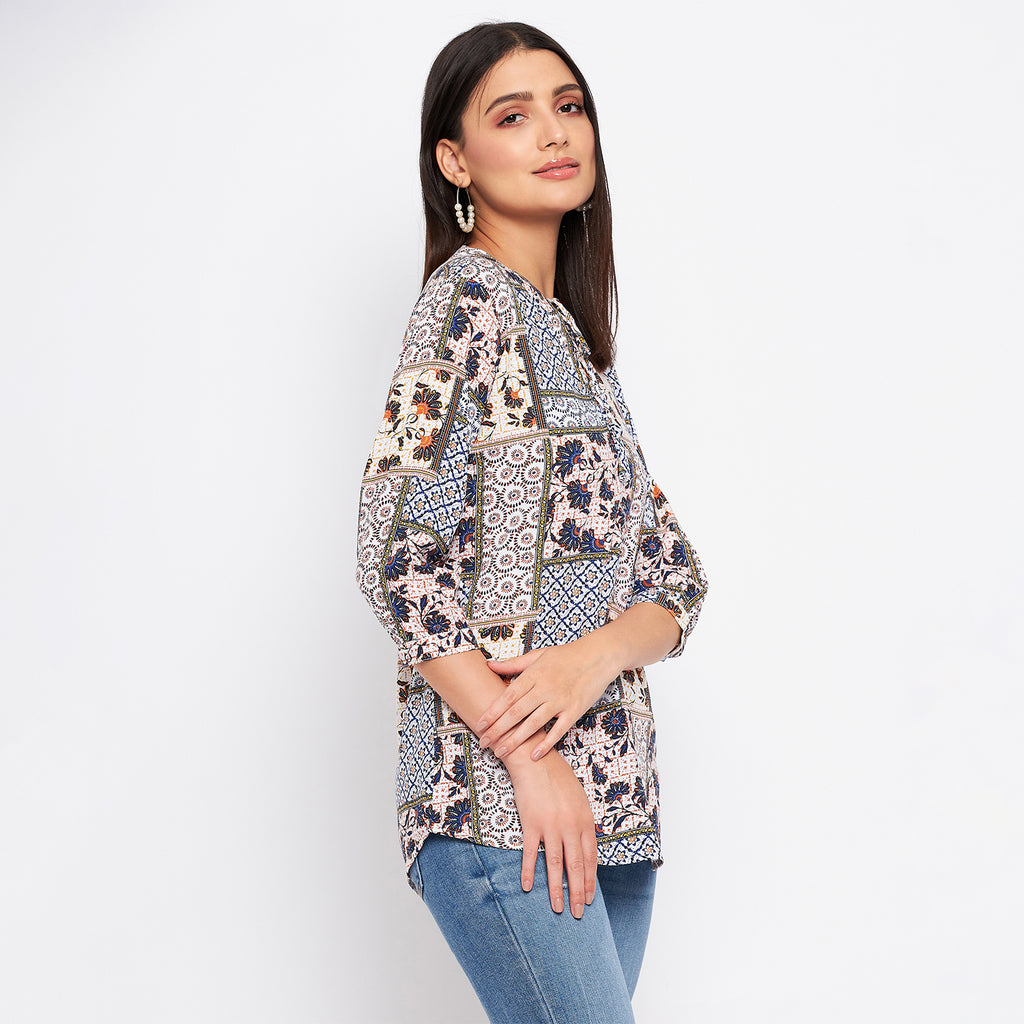Duke Stardust Women V-Neck 3/4th Sleeve Printed Top (SDX3276)