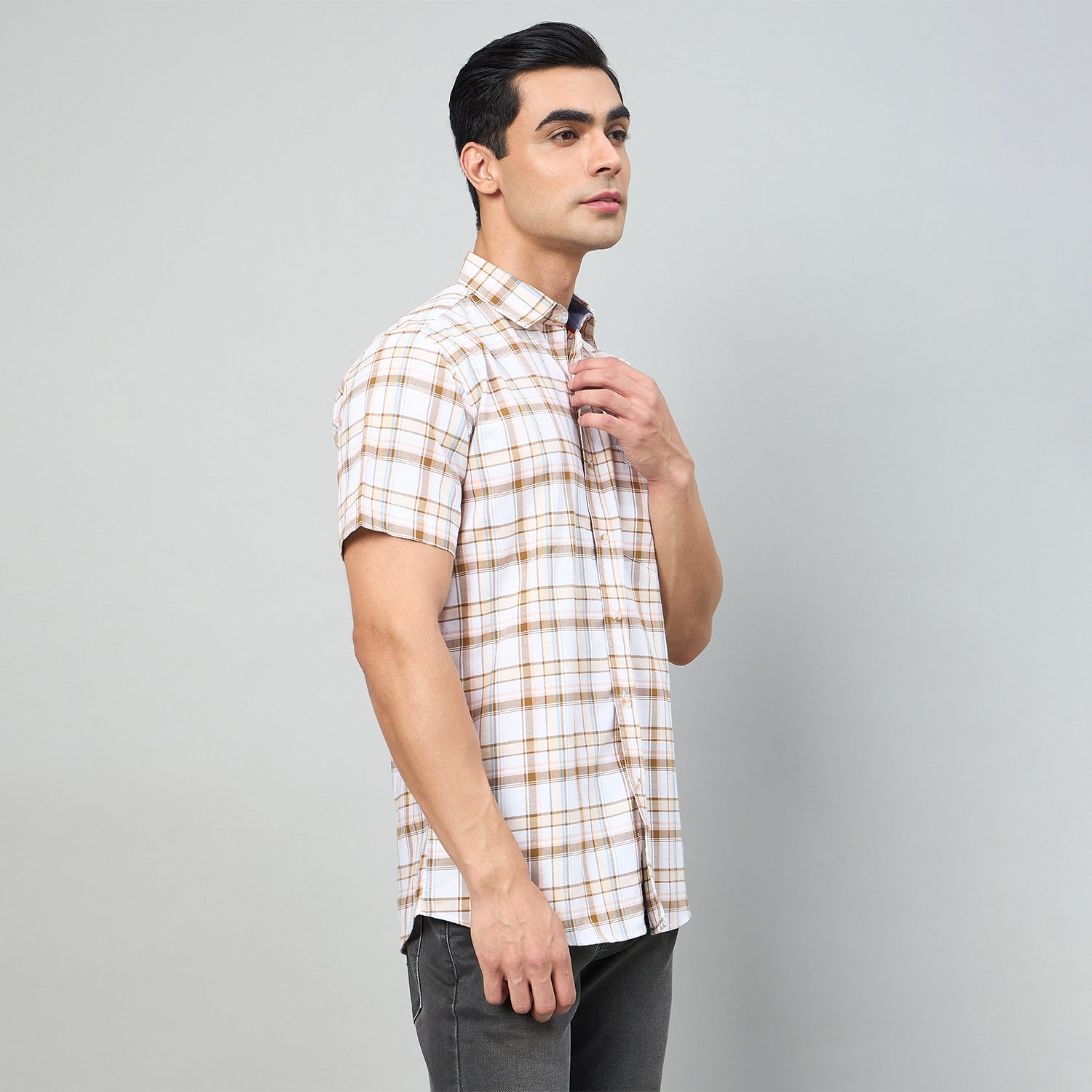 Duke Men Slim Fit Half Sleeve Oxford Cotton Shirt (SDO4CKG)