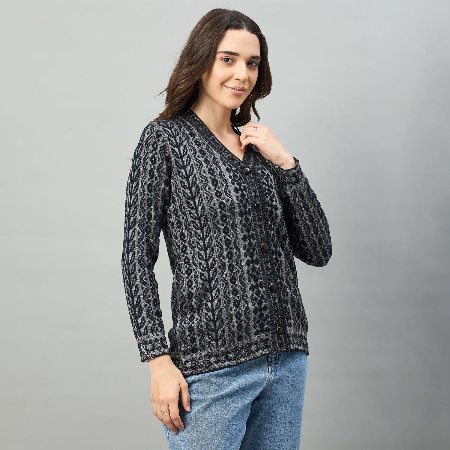 Duke Urban Women Full Sleeve V Neck Regular Sweater (SDS1439)