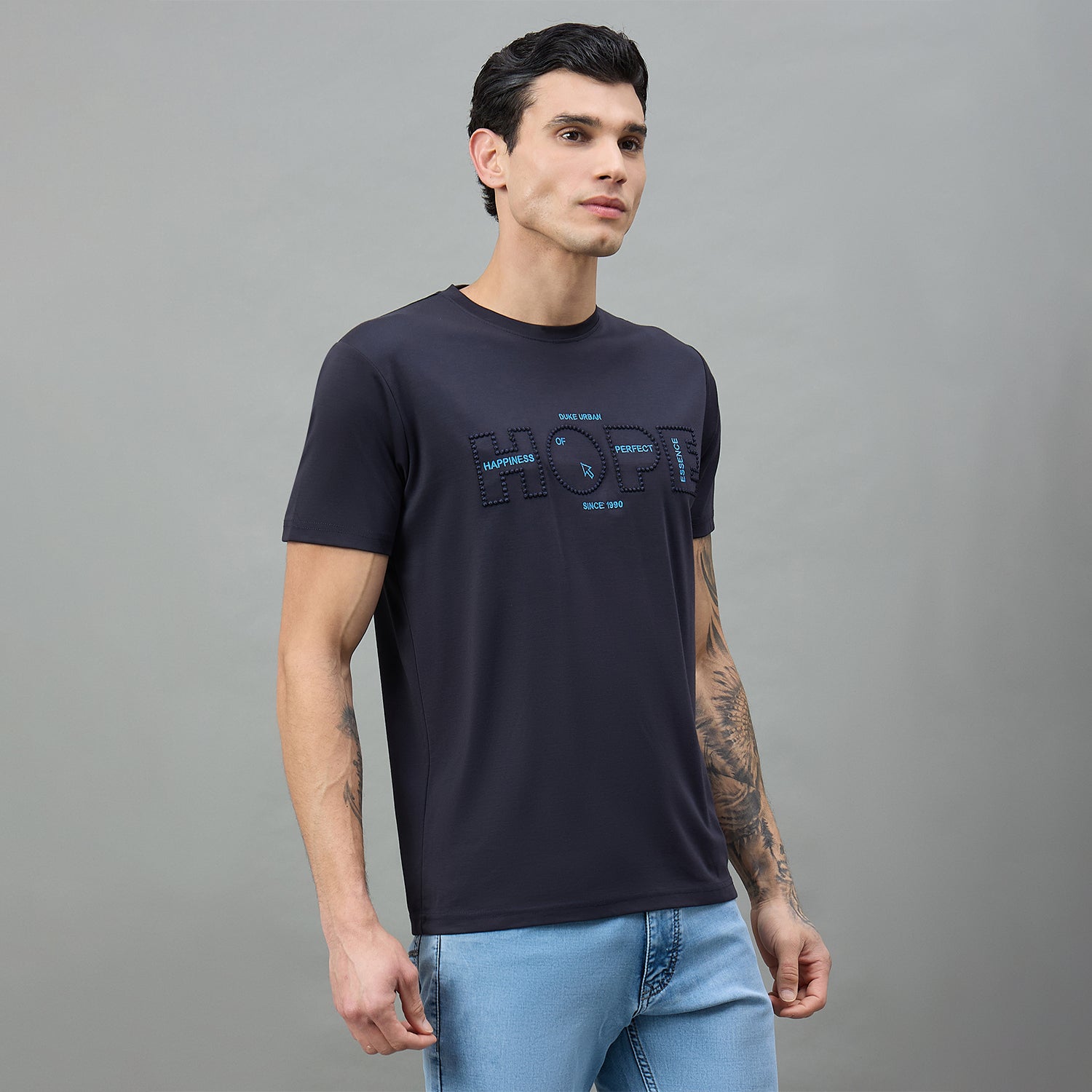 Duke Urban Men Round Neck Half Sleeve Slim T-Shirt (LF7518)
