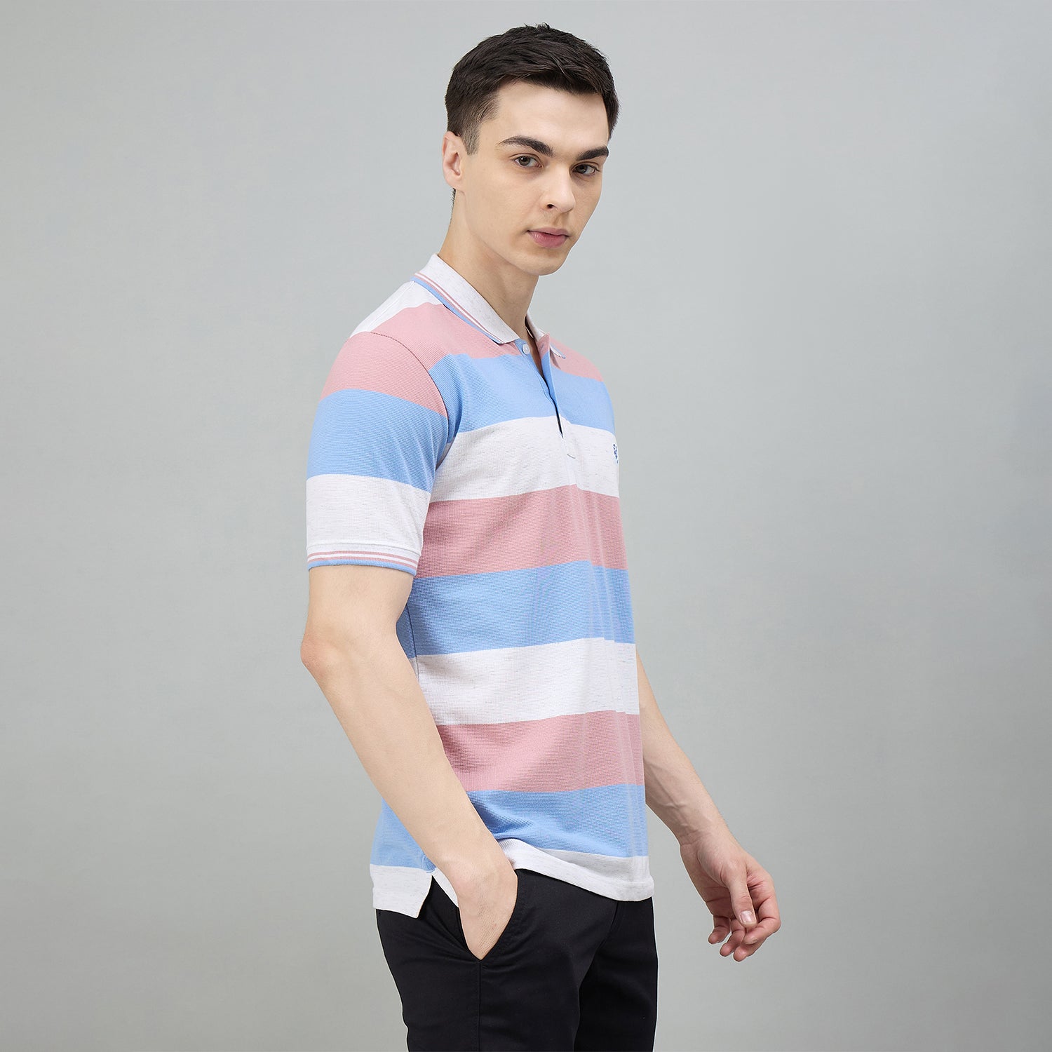 Duke Urban Men Striped Half Sleeve Regular Polo Tshirt (LF7645)