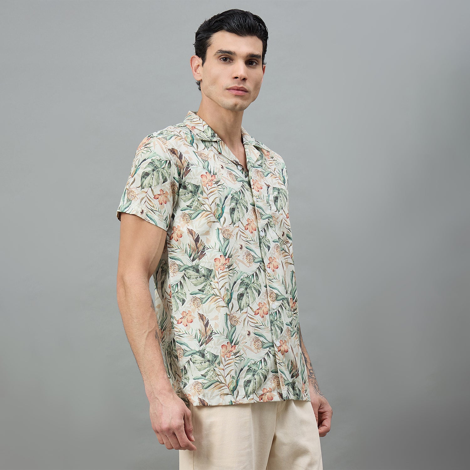 Duke Urban Men Floral Print Half Sleeve Regular Shirt (LF6084T)