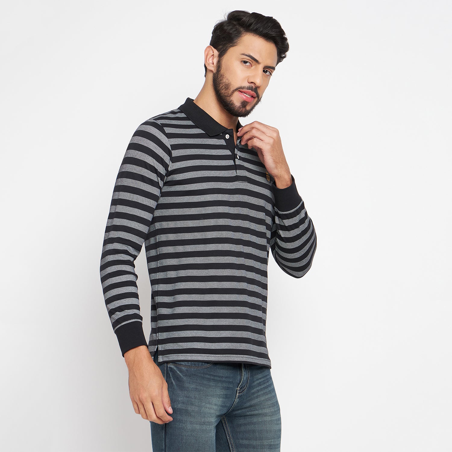 Duke Stardust Men Polo Neck Full Sleeve Cotton T-shirt (LF3962)