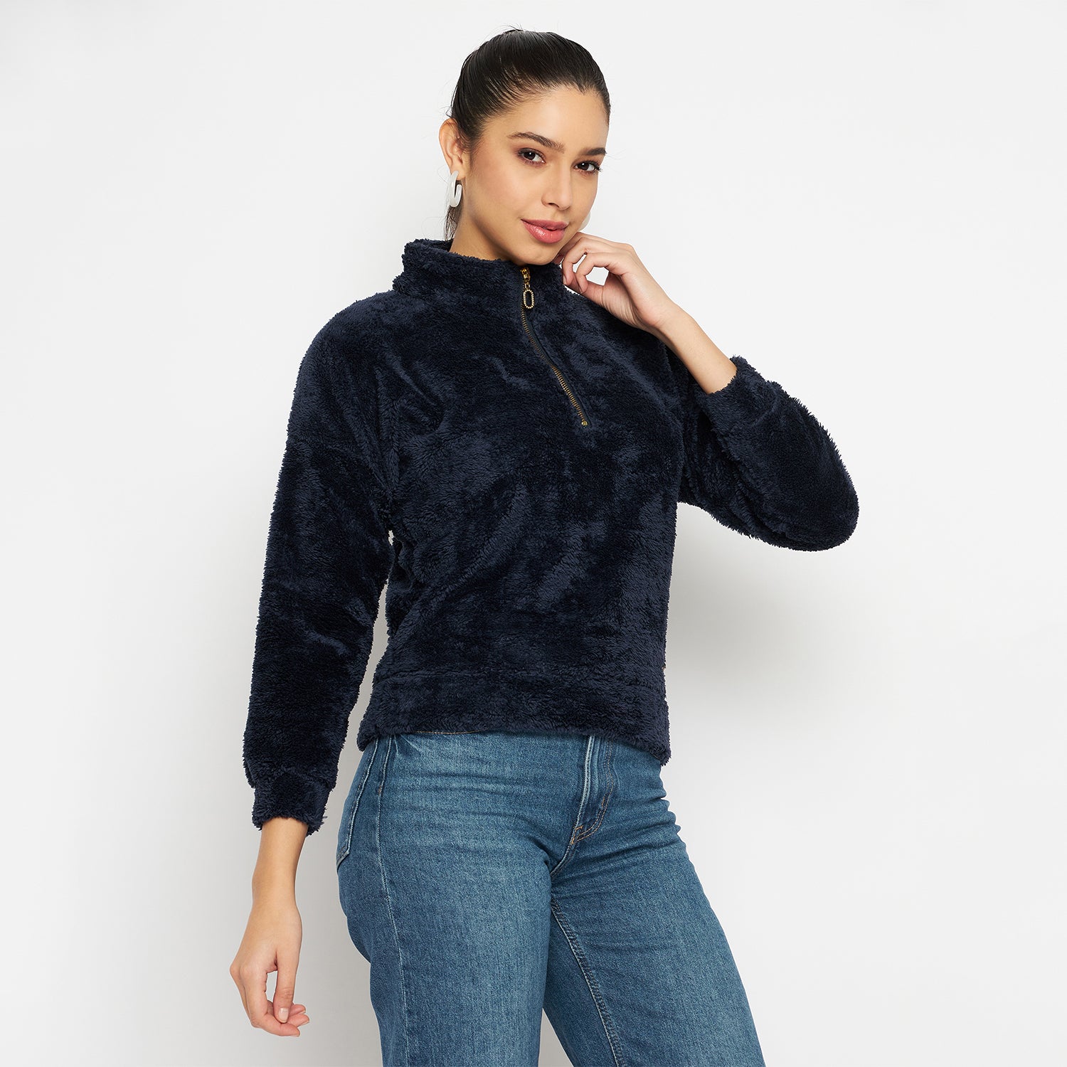 Duke Urban Women Full Sleeve Half Zip Sweatshirt (LFX950)
