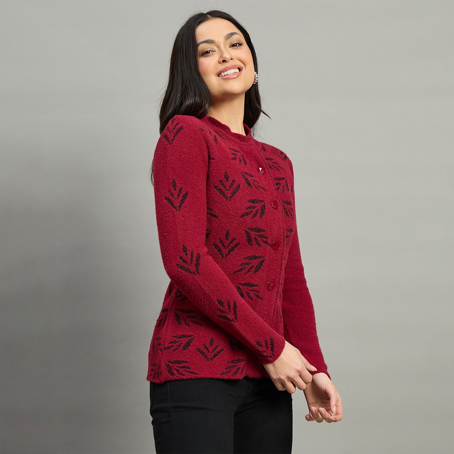 Duke Urban Women Full Sleeve Front Open Regular Fit Sweater (SDS1171)