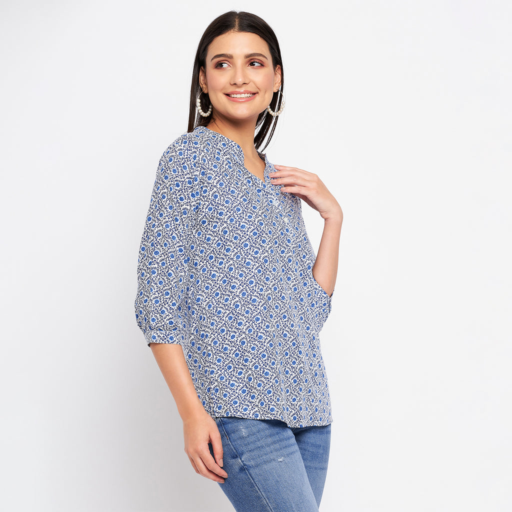 Duke Stardust Women V-Neck 3/4th Sleeve Printed Top (SDX3278)