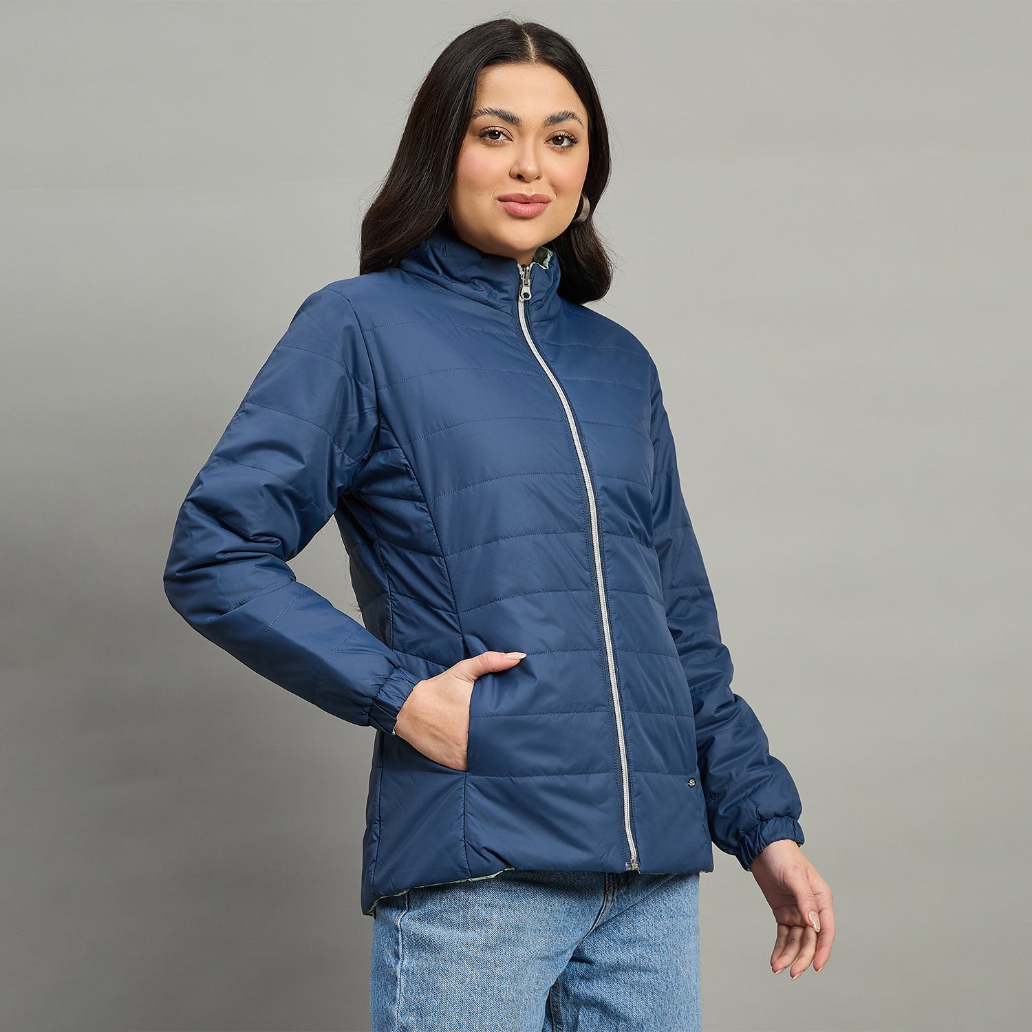 Duke Urban Women High Neck Full Sleeve Reversible Regular Jacket (SDZ2121)