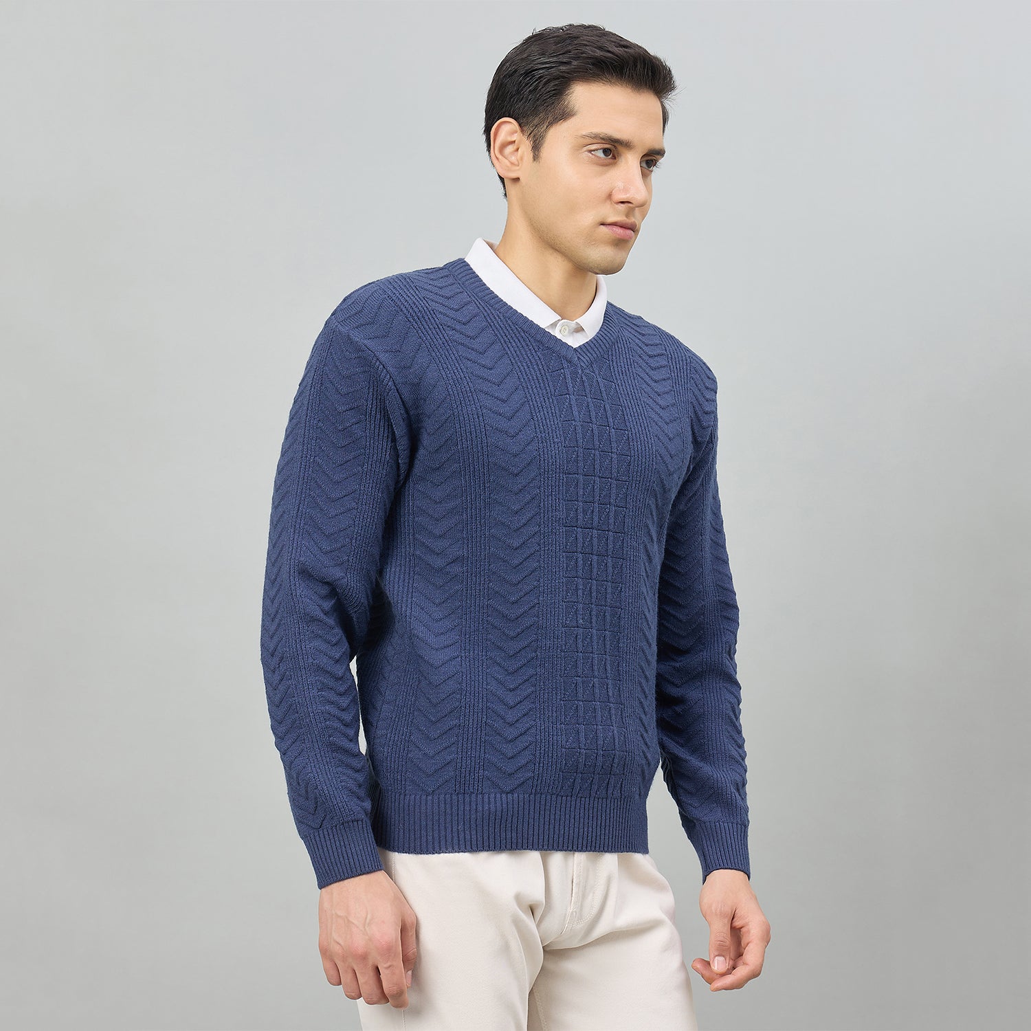 Duke Urban Men Full Sleeve V Neck Regular Sweater (SDS2353)