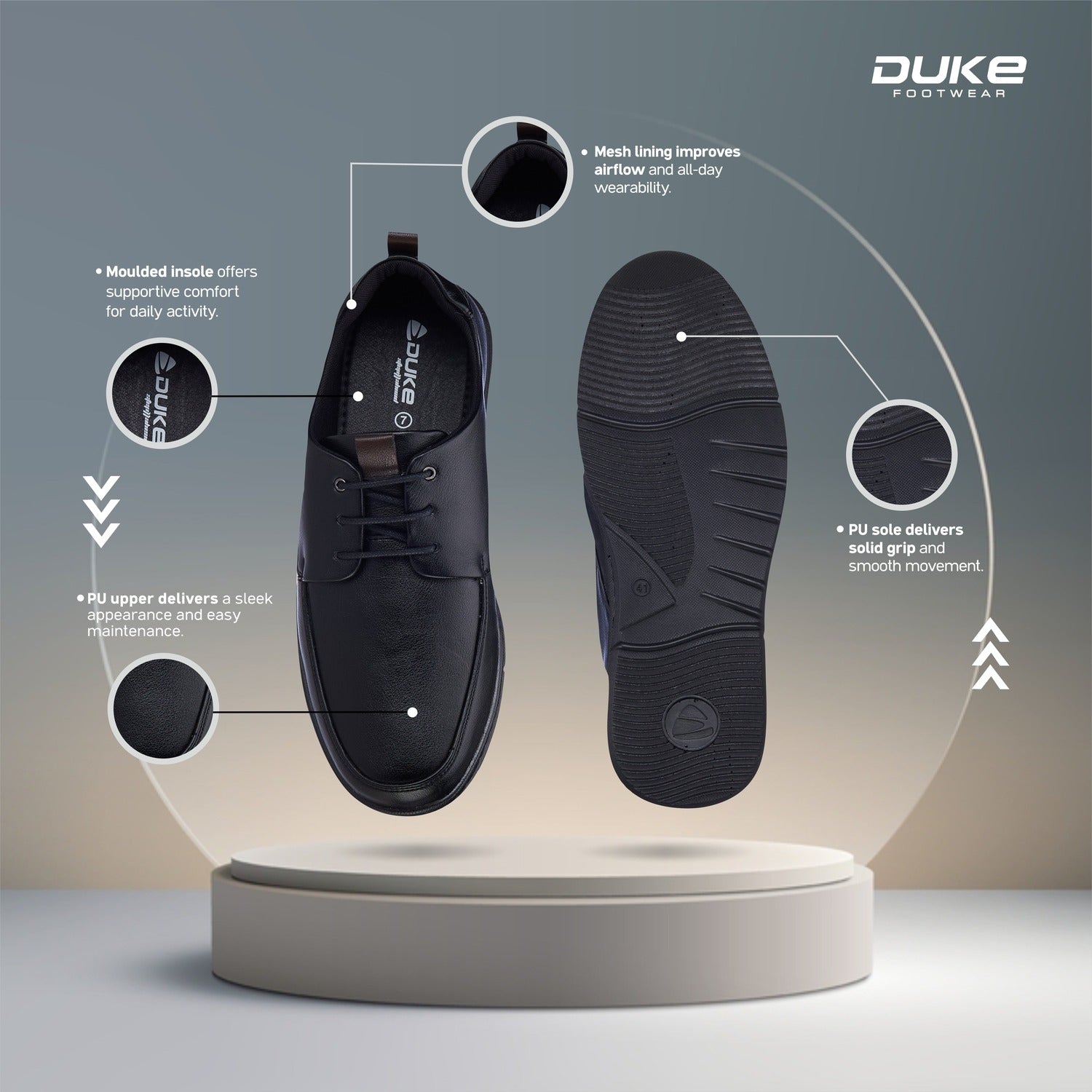 Duke Mens Shadowcore Formal Shoes (FWOL5059)