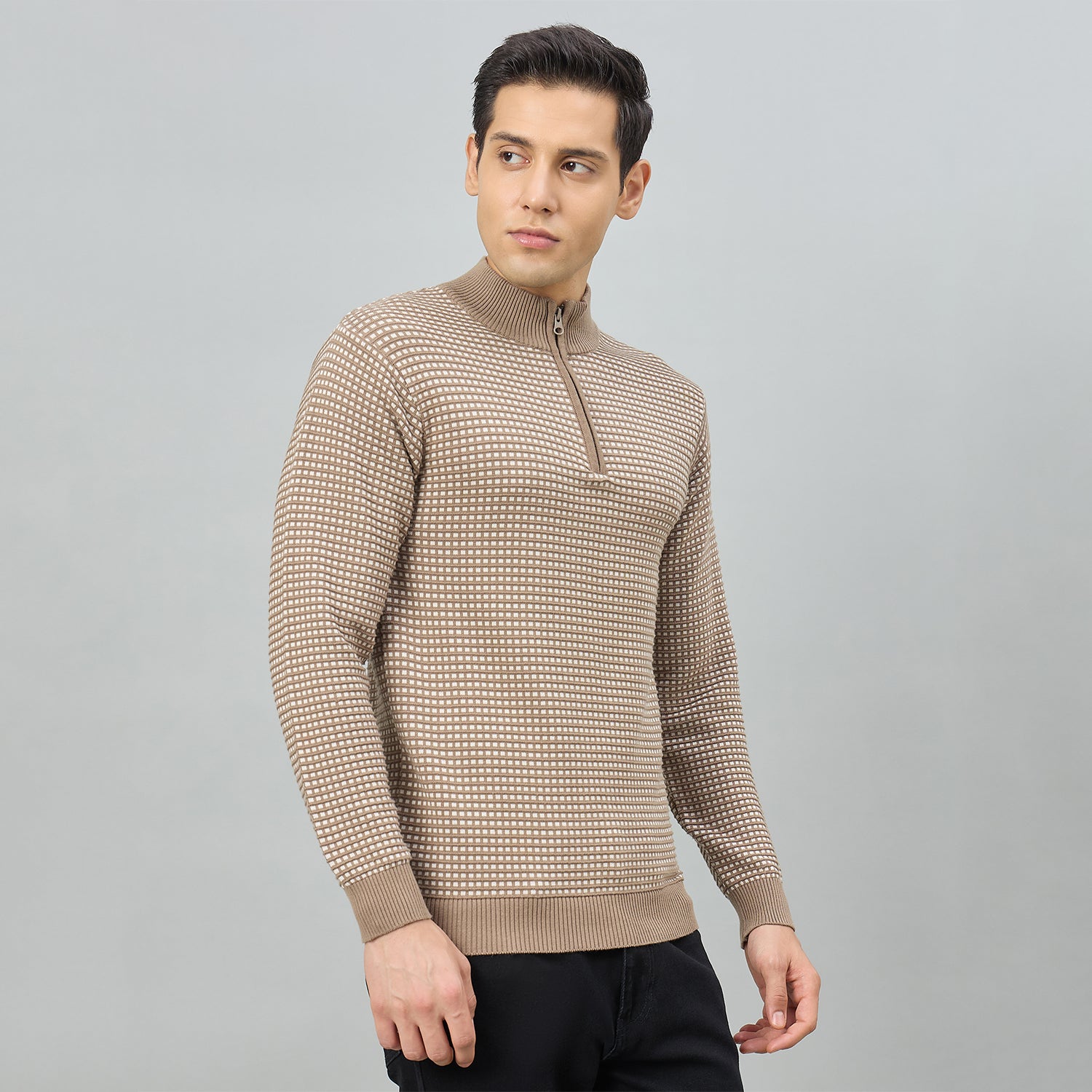 Duke Men Full Sleeve Half Zip Regular Sweater (SDS2328)