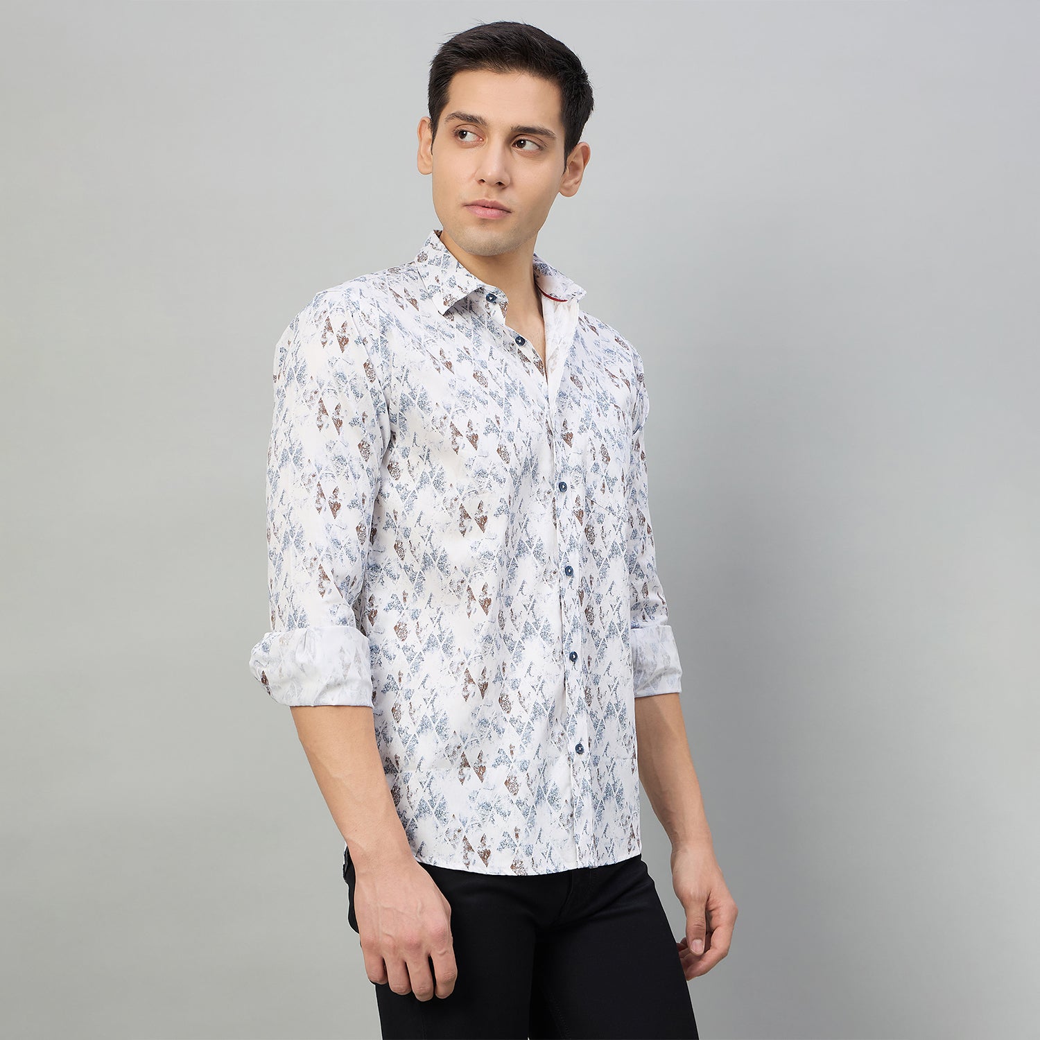 Duke Men Slim Fit Full Sleeve Short Style Cotton Shirt (SDO8PRBK)