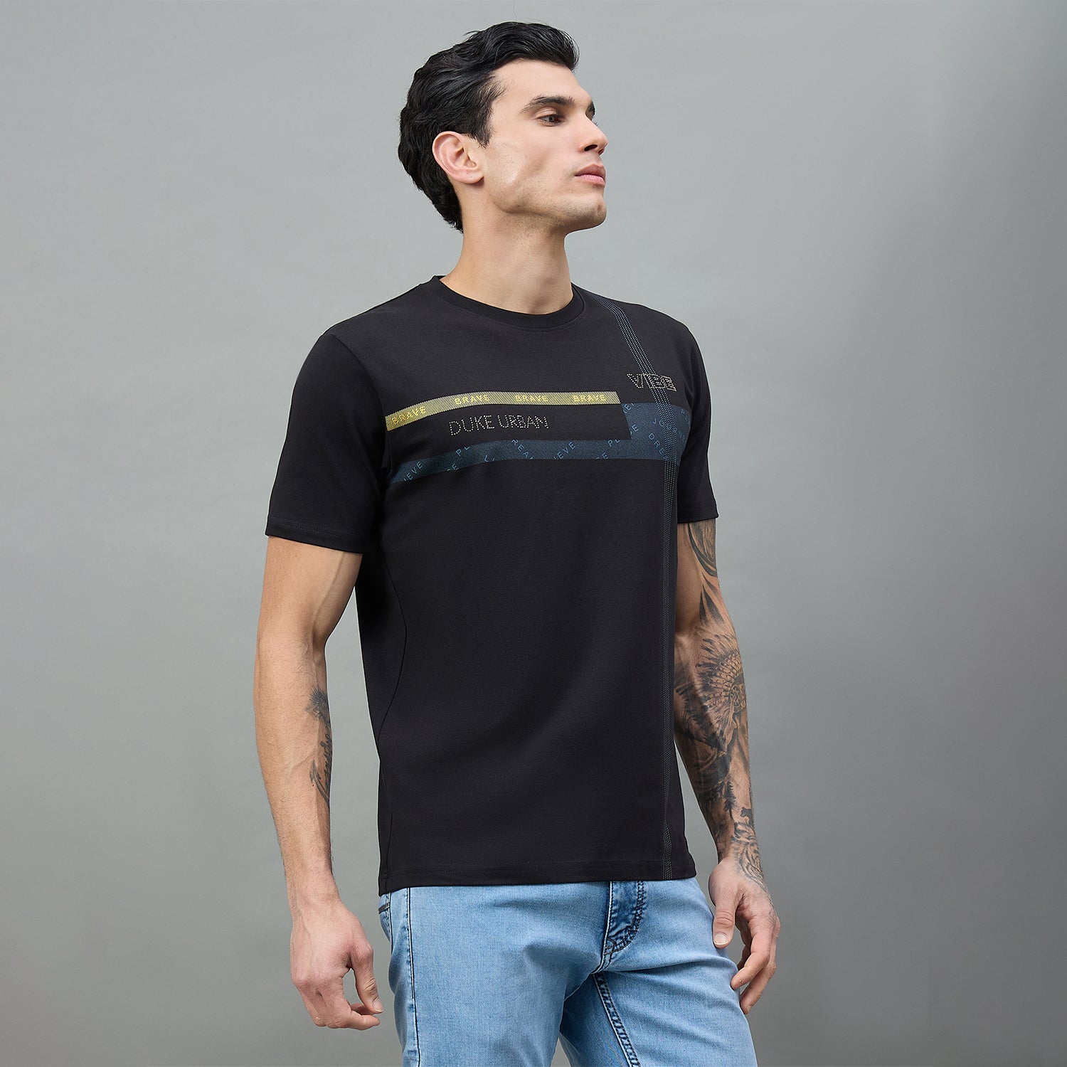 Duke Urban Men Round Neck Half Sleeve Slim T-Shirt (LF7517)