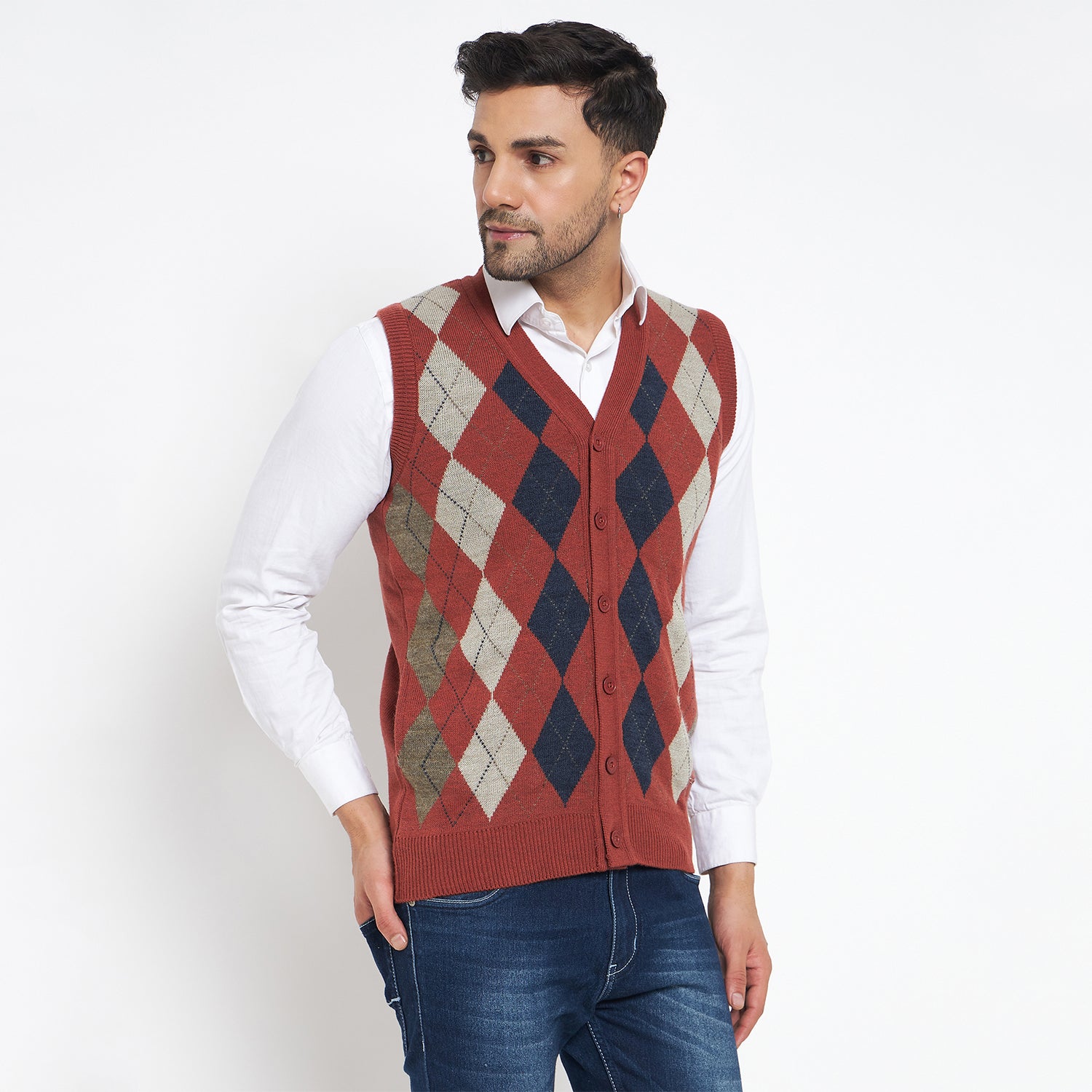 Duke Urban Men Sleeveless V-neck Cardigan (SDS2166)