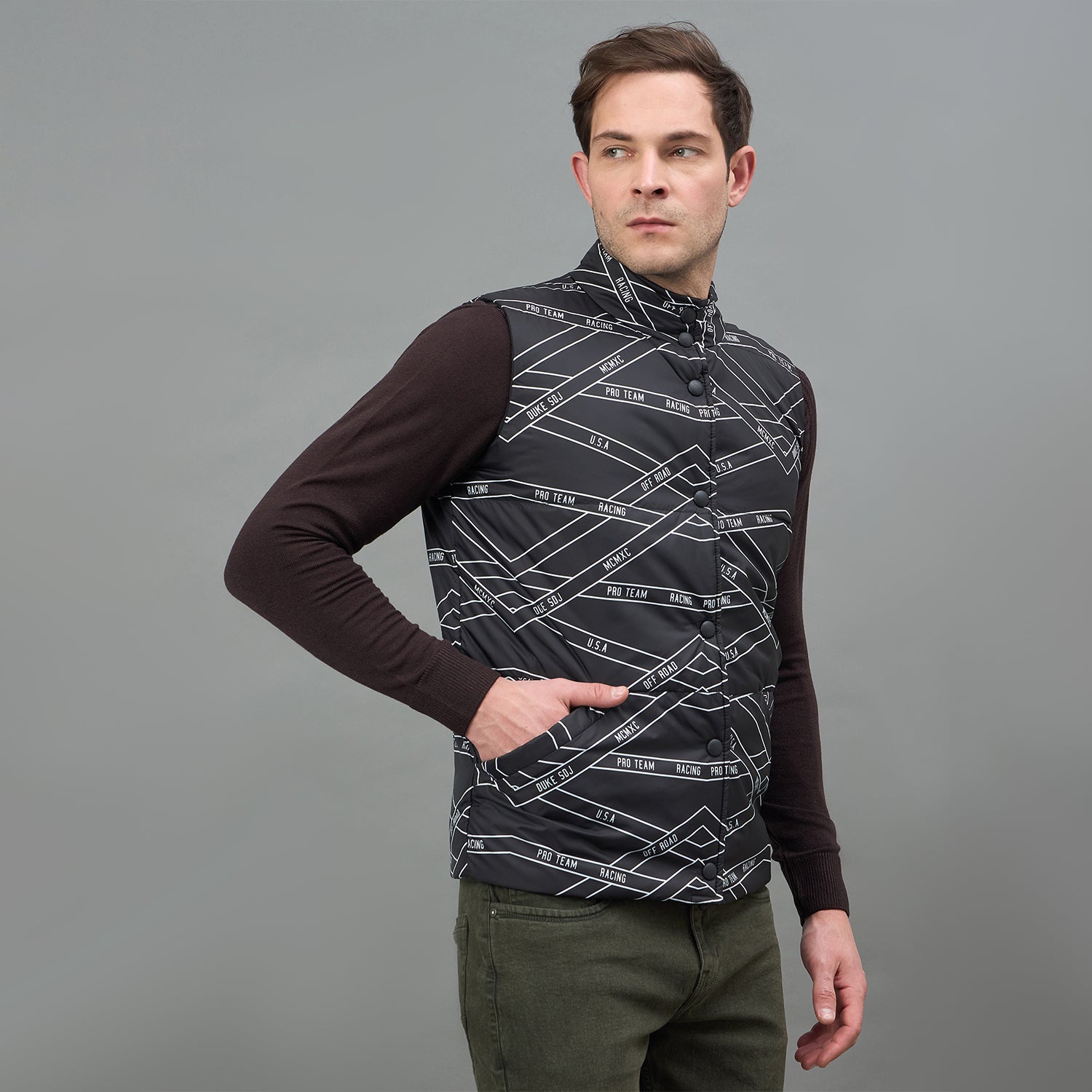 Duke Urban Men Sleeveless High Neck Reversible Jacket (SDZ3057N)