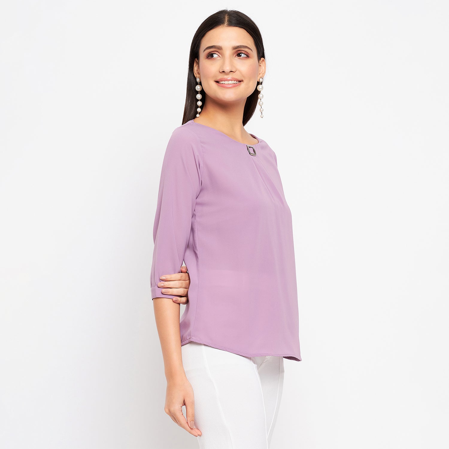 Duke Urban Women Round Neck 3/4th Sleeve Solid Top (SDX3272)
