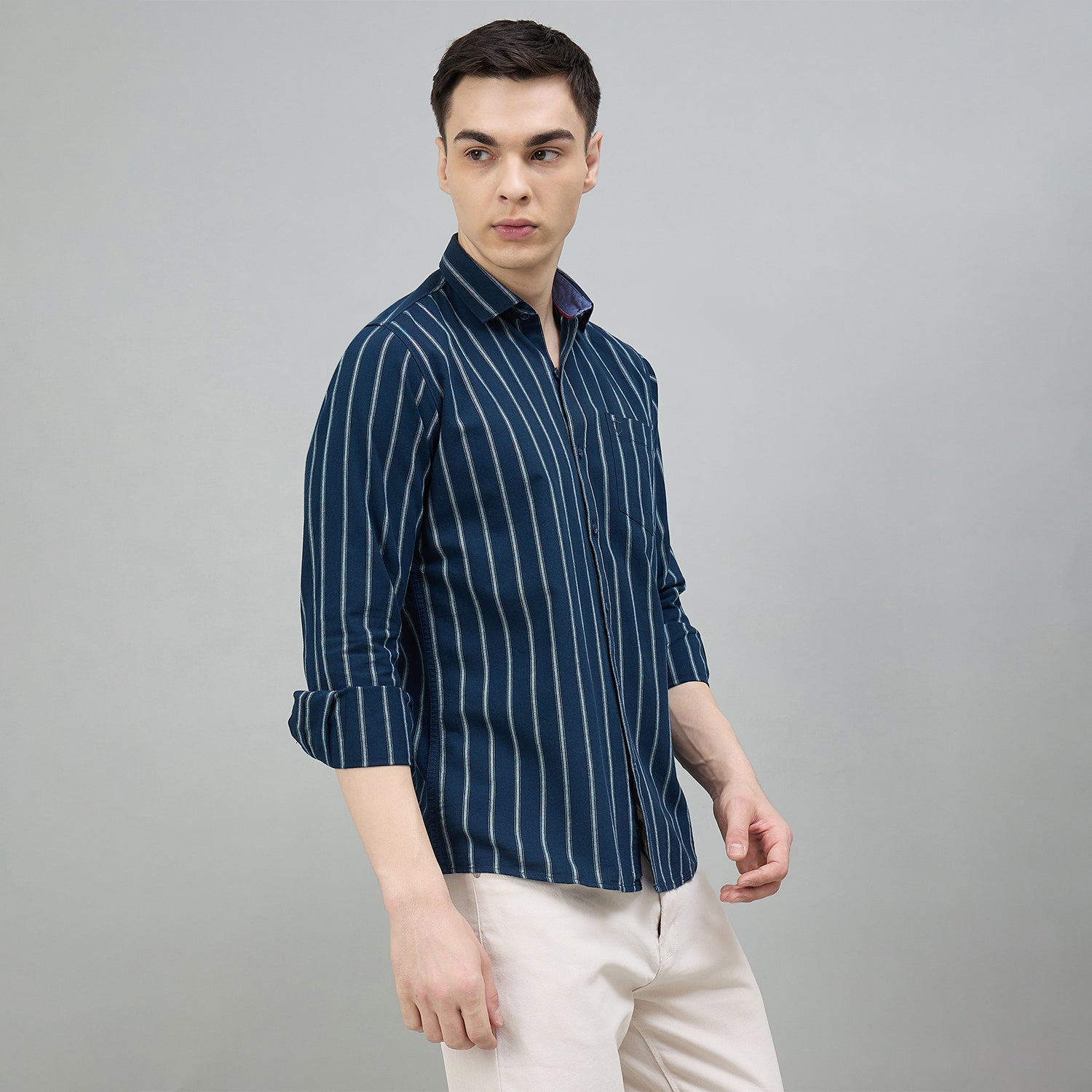 Duke Urban Men Striped Full Sleeve Spread Collar Slim Shirt (SDO8STOP)