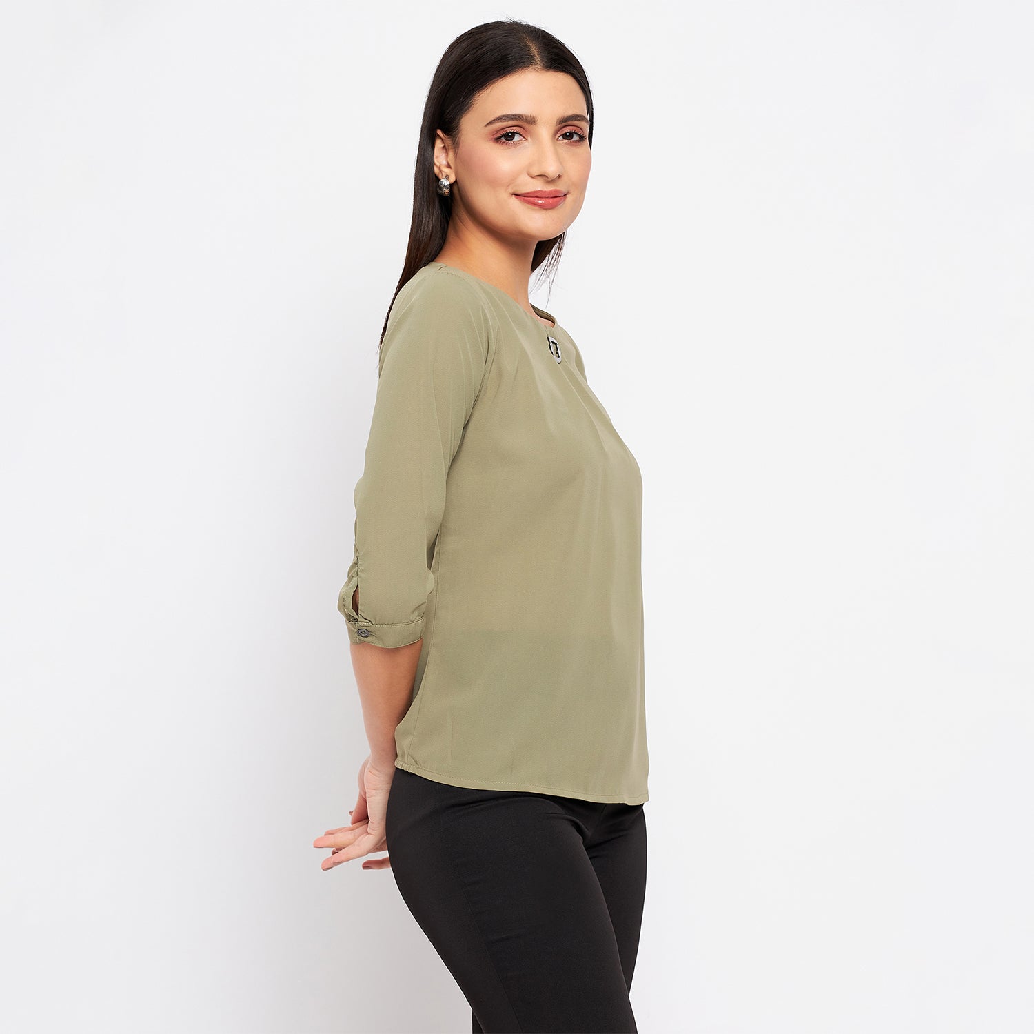 Duke Urban Women Round Neck 3/4th Sleeve Solid Top (SDX3272)