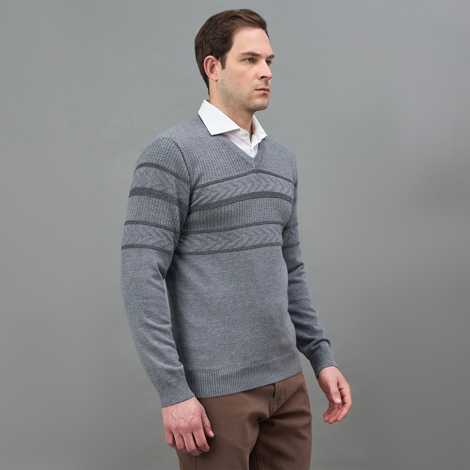 Duke Urban Men Full Sleeve V Neck Regular Sweater (SDS2226B)