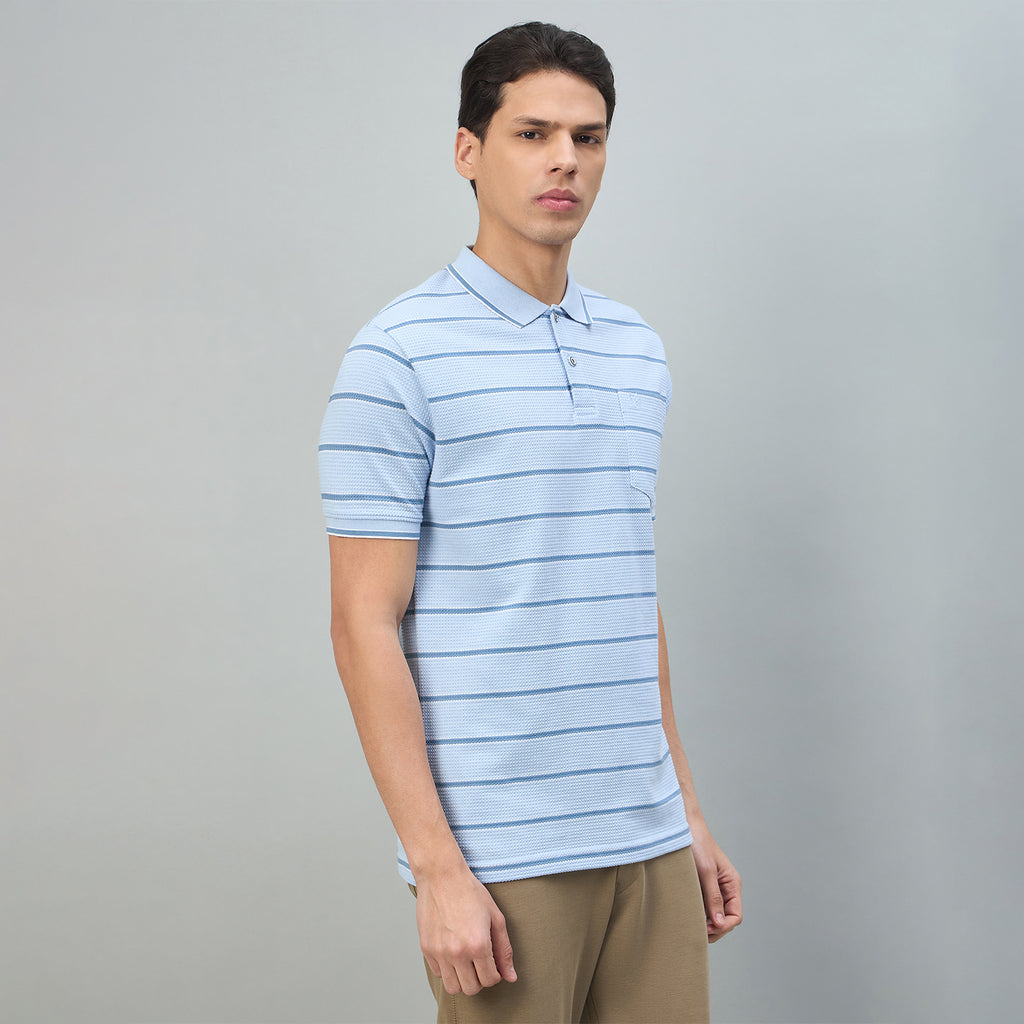 Duke Urban Men Striped Half Sleeve Regular Polo Tshirt (LF7644)