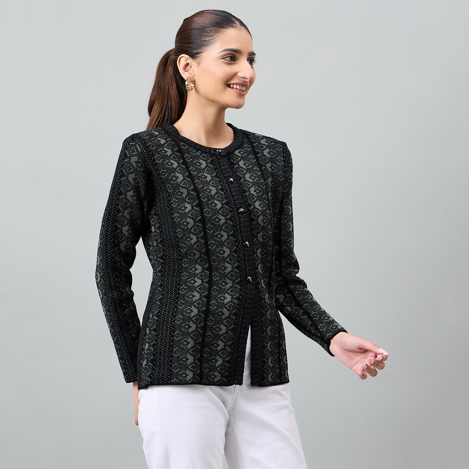Duke Urban Women Full Sleeve Front Open Regular Cardigan (SDS1364)