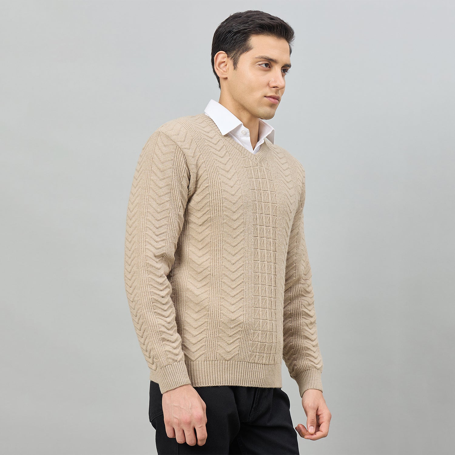 Duke Urban Men Full Sleeve V Neck Regular Sweater (SDS2353)
