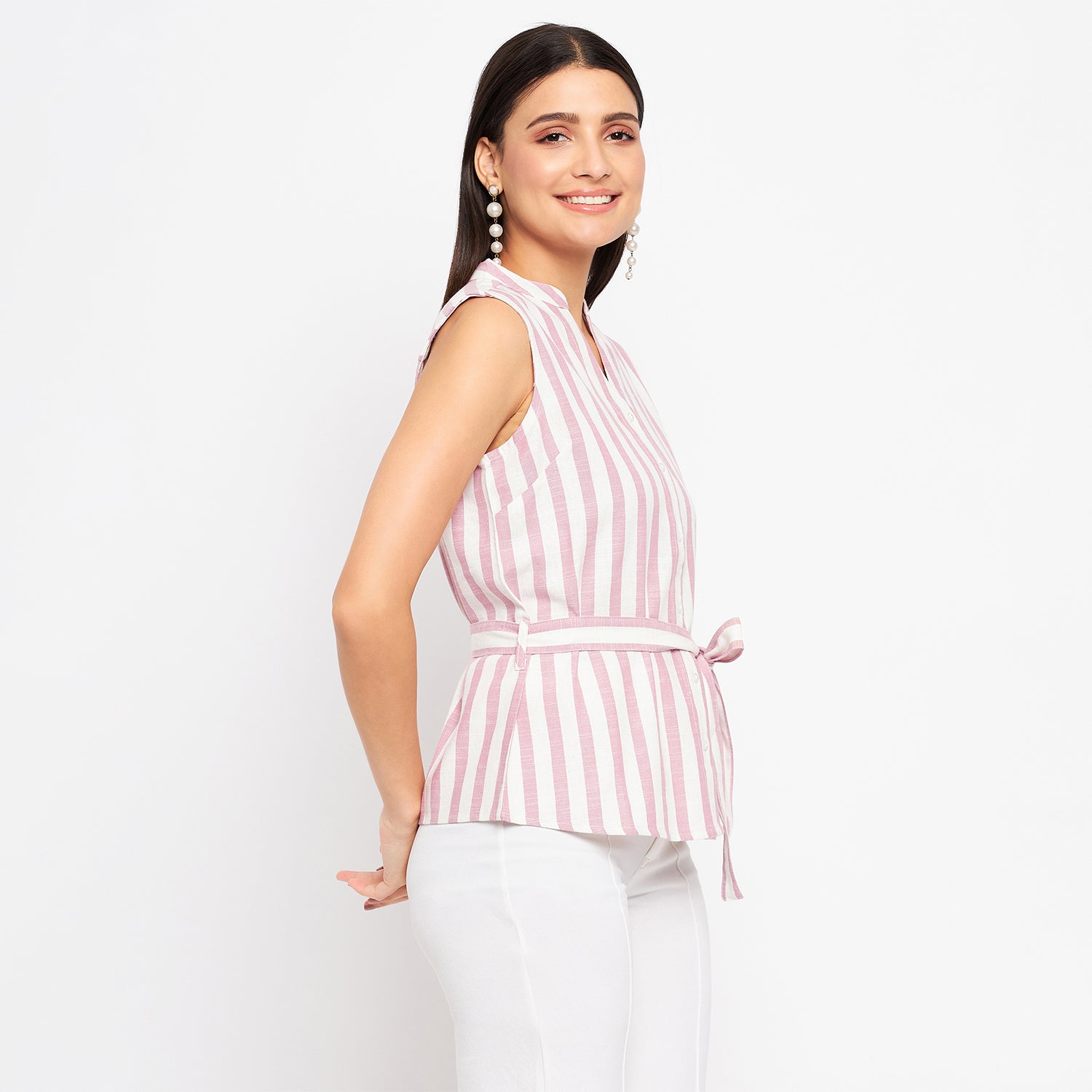 Duke Urban Women Sleeveless Striped Shirt (SDX3271)