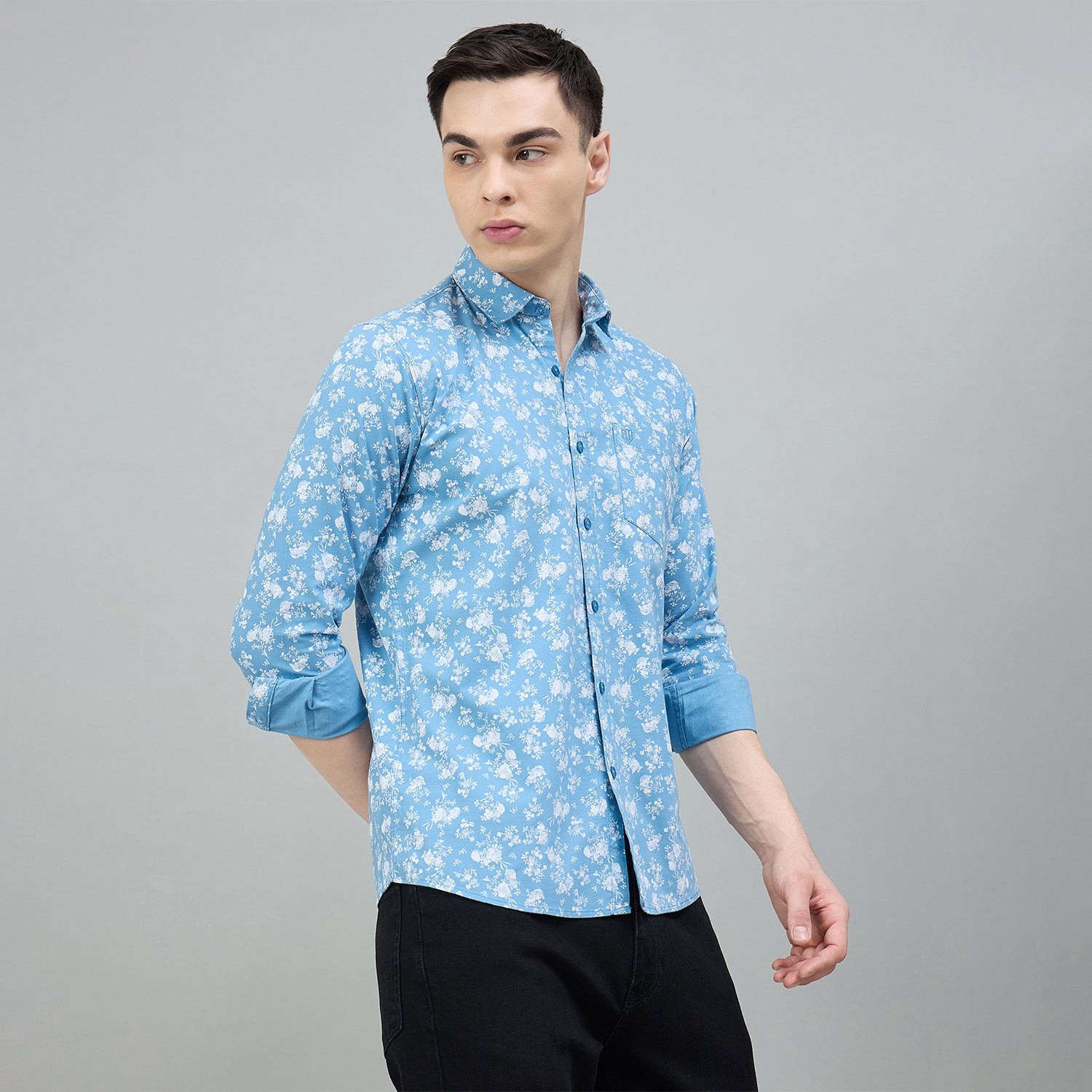 Duke Urban Men Floral Print Pure Cotton Slim Fit Casual Full Sleeve Shirt (SDO8PRBH)