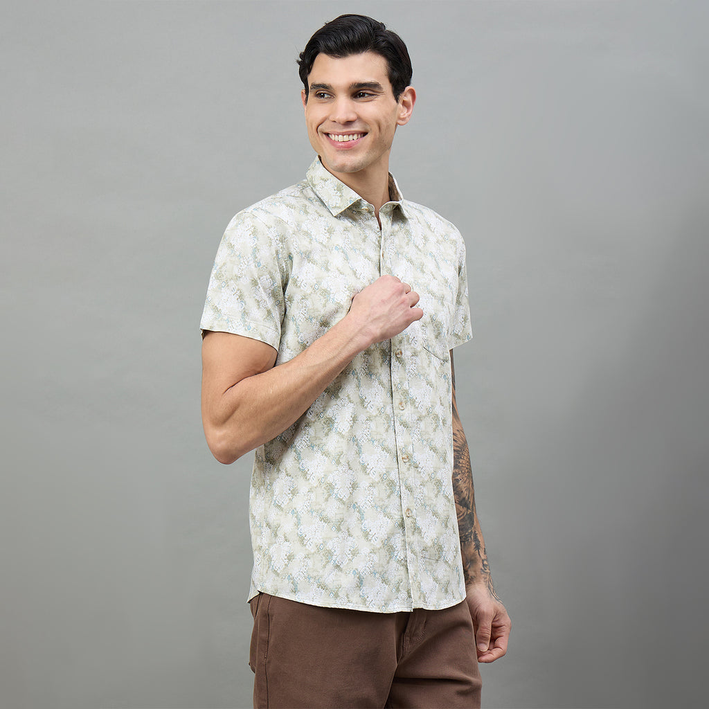 Duke Urban Men Printed Half Sleeve Spread Collar Slim Shirt (SDO4PRAD)