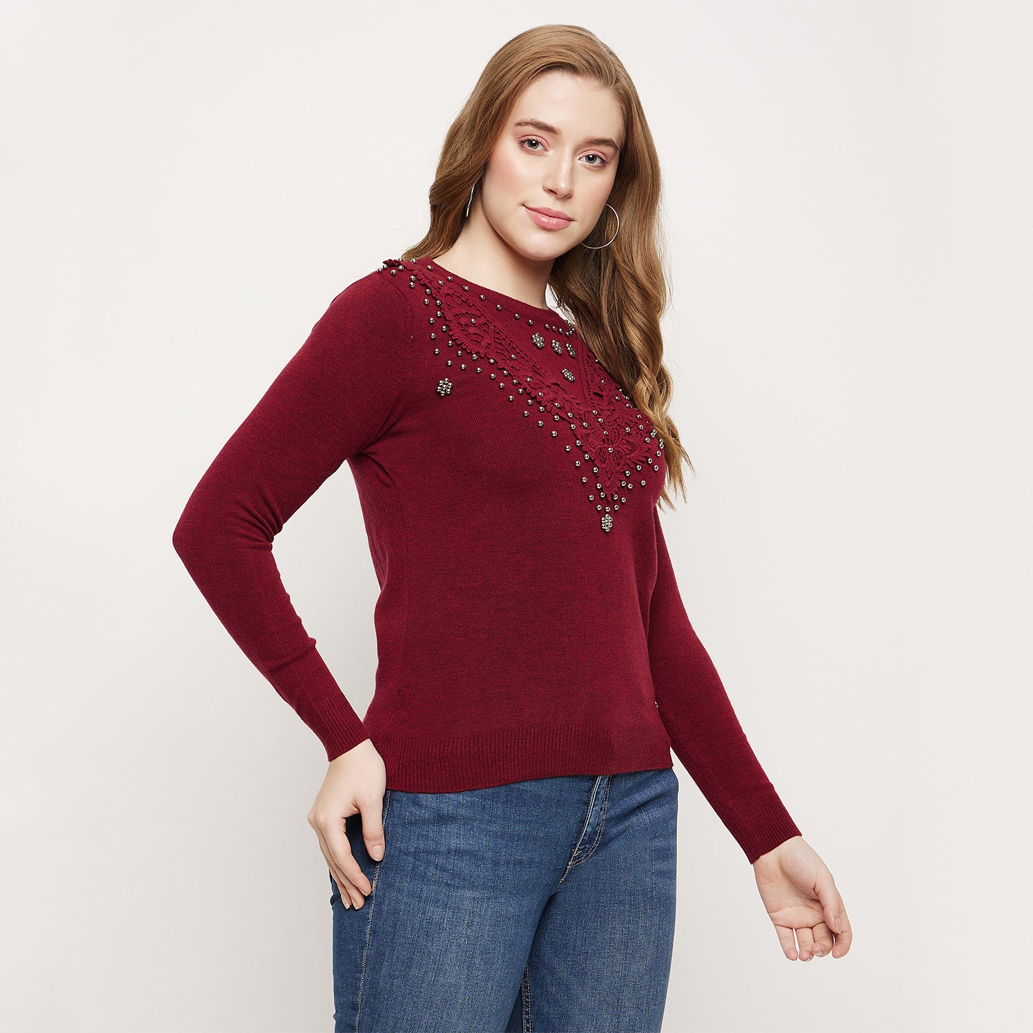 Duke Urban Women Full Sleeve Self Design Pullover (SDS882)