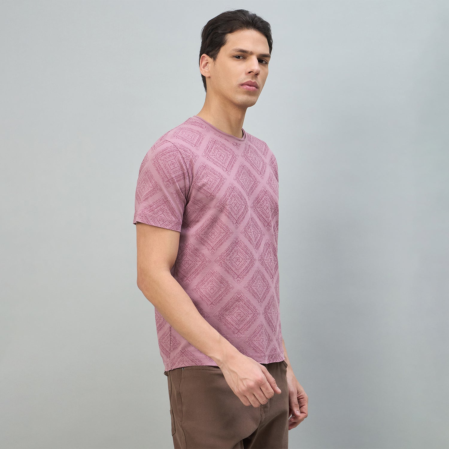 Duke Urban Men Geometric Print Half Sleeve Round Neck Casual Tshirt (LF7578)