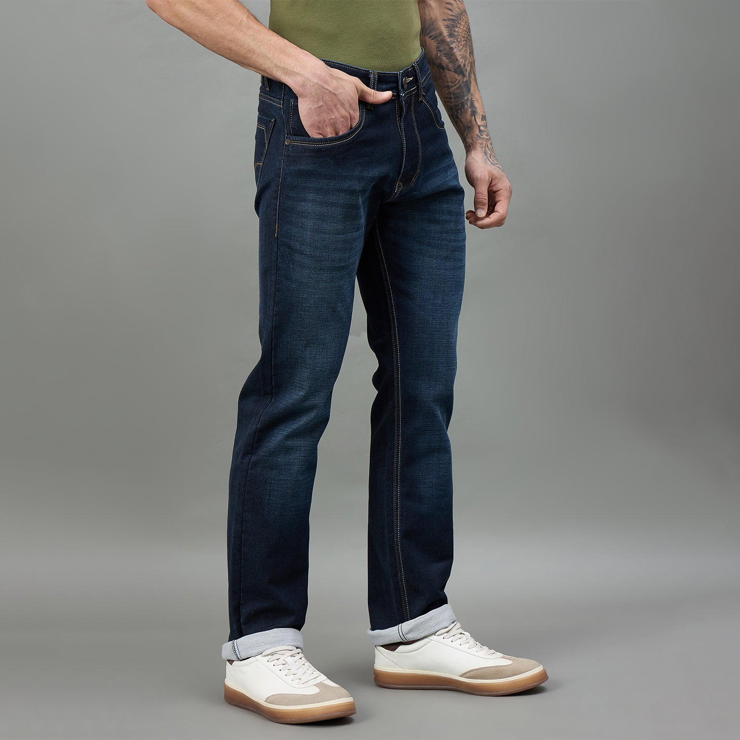 Duke Urban Men Comfort Fit Mid-Rise Light Fade Stretchable Jeans (SDD9109C)