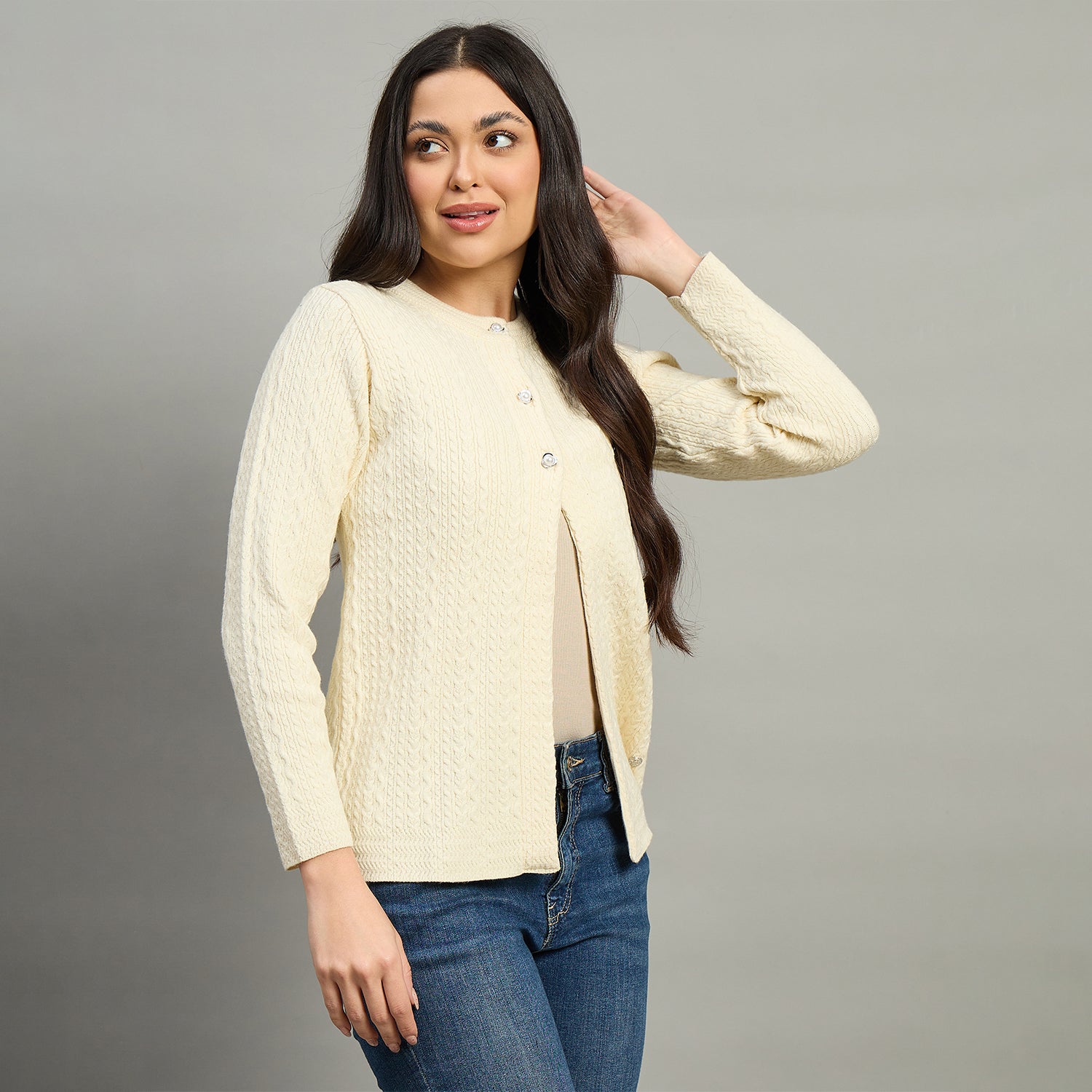 Duke Urban Women Full Sleeve Front Open Regular Fit Sweater (SDS1417)