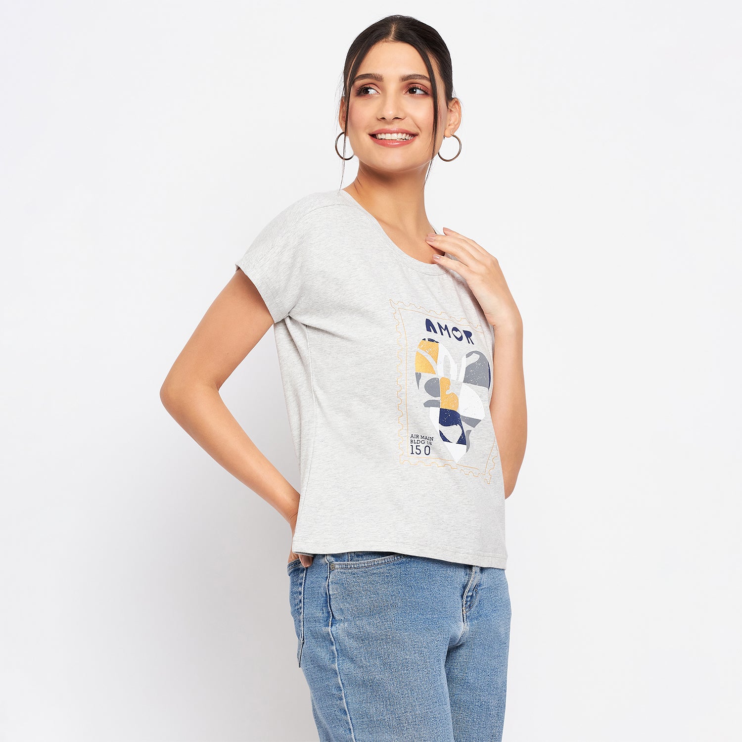 Duke Stardust Women Round Neck Short Sleeve Printed Crop Top (LFX901)