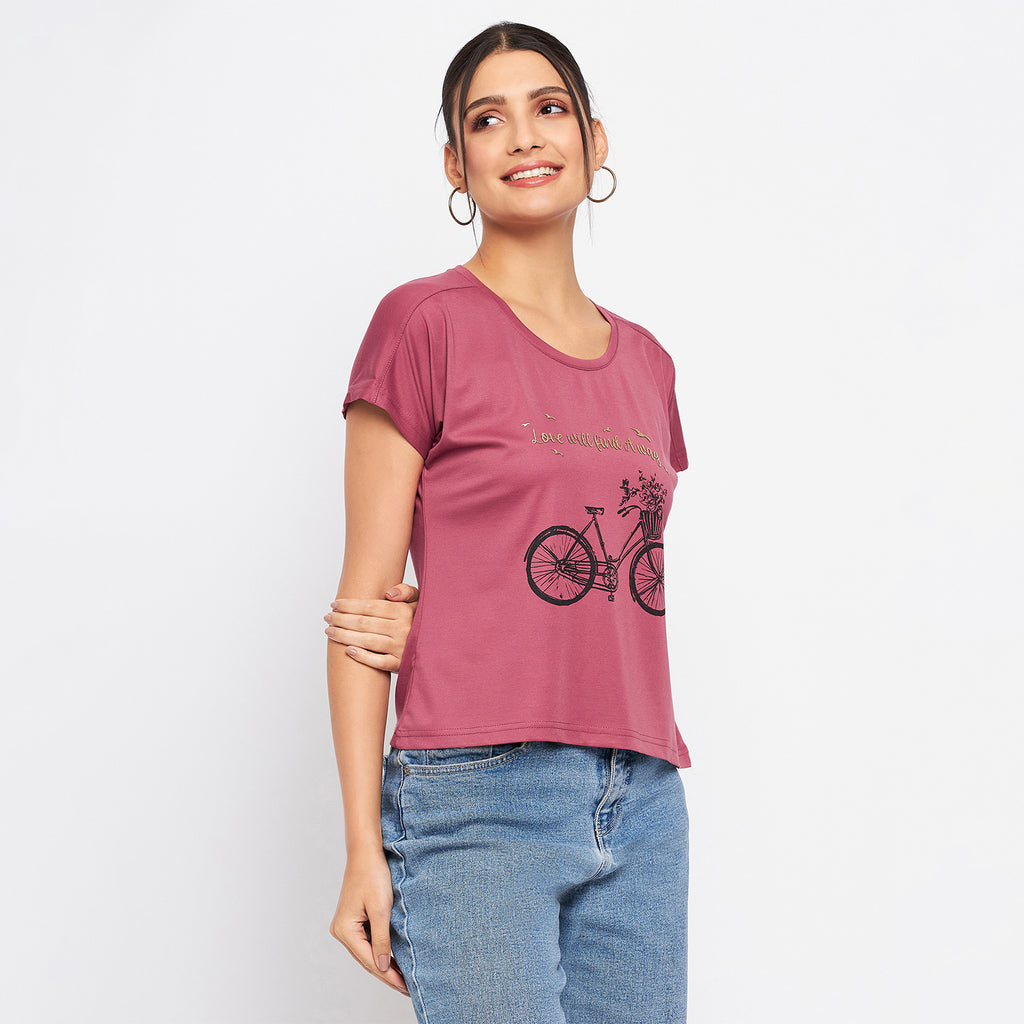Duke Stardust Women Round Neck Short Sleeve Printed Crop Top (LFX902)