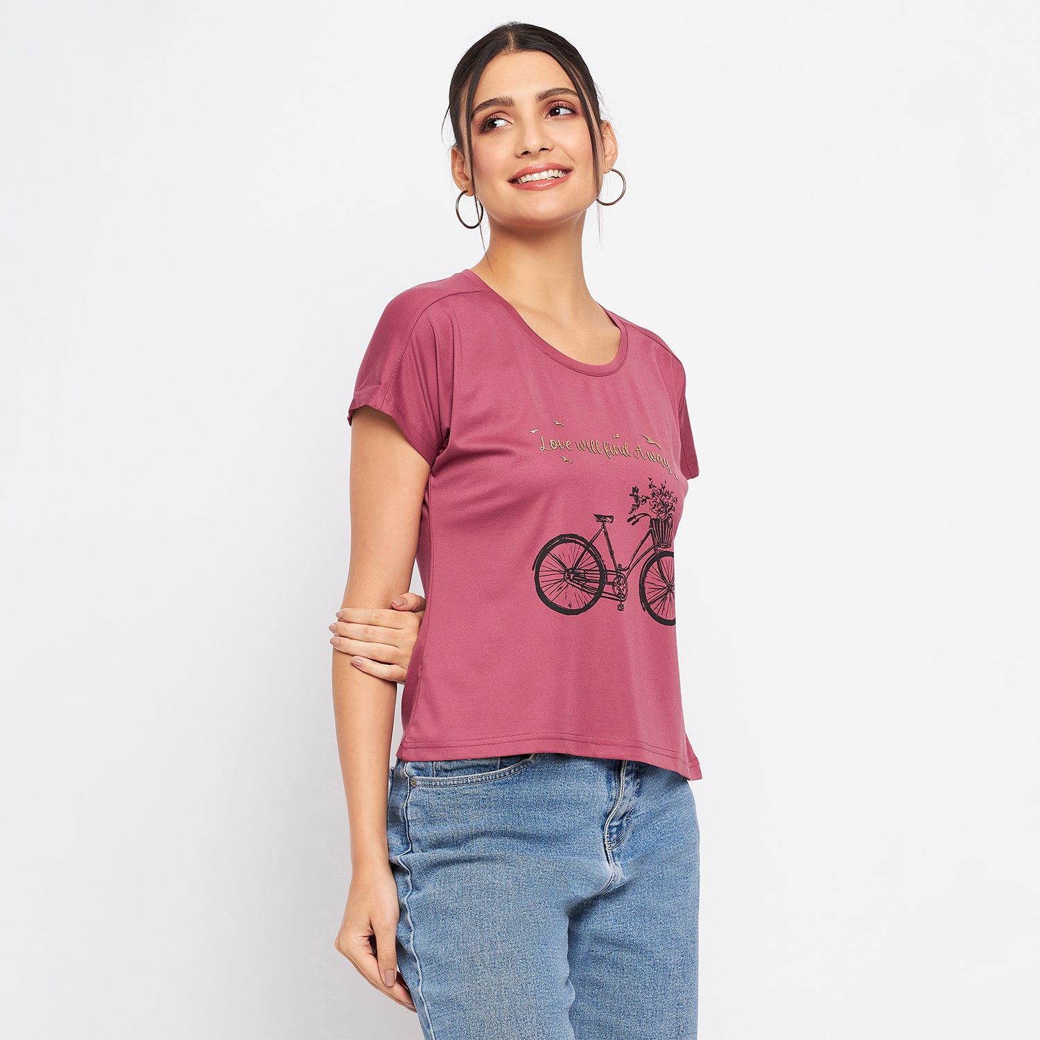 Duke Stardust Women Round Neck Short Sleeve Printed Crop Top (LFX902)
