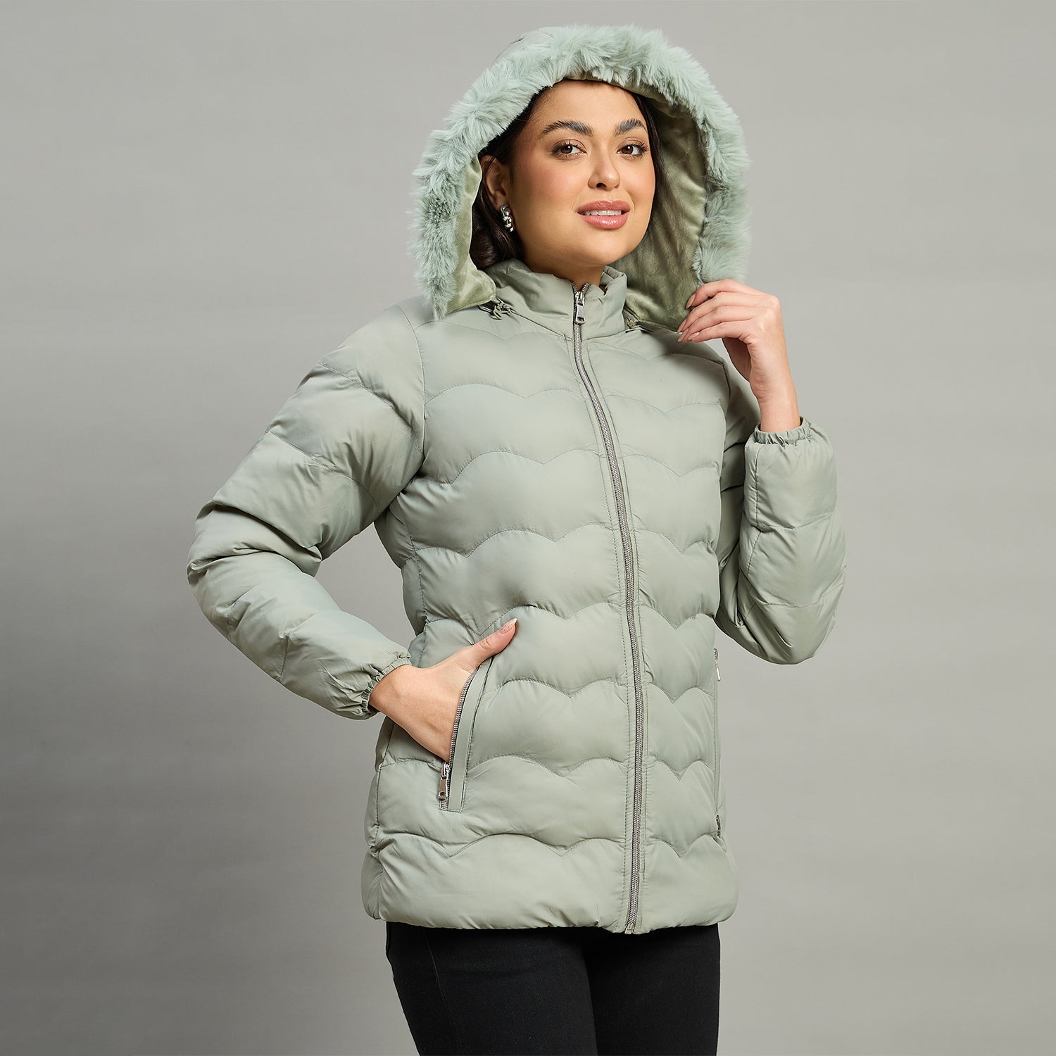 Duke Women Short Style Hooded Bomber Jacket (SDZ4114)