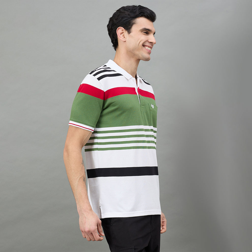 Duke Urban Men Striped Polo Neck Half Sleeve T-Shirt (LF7594)