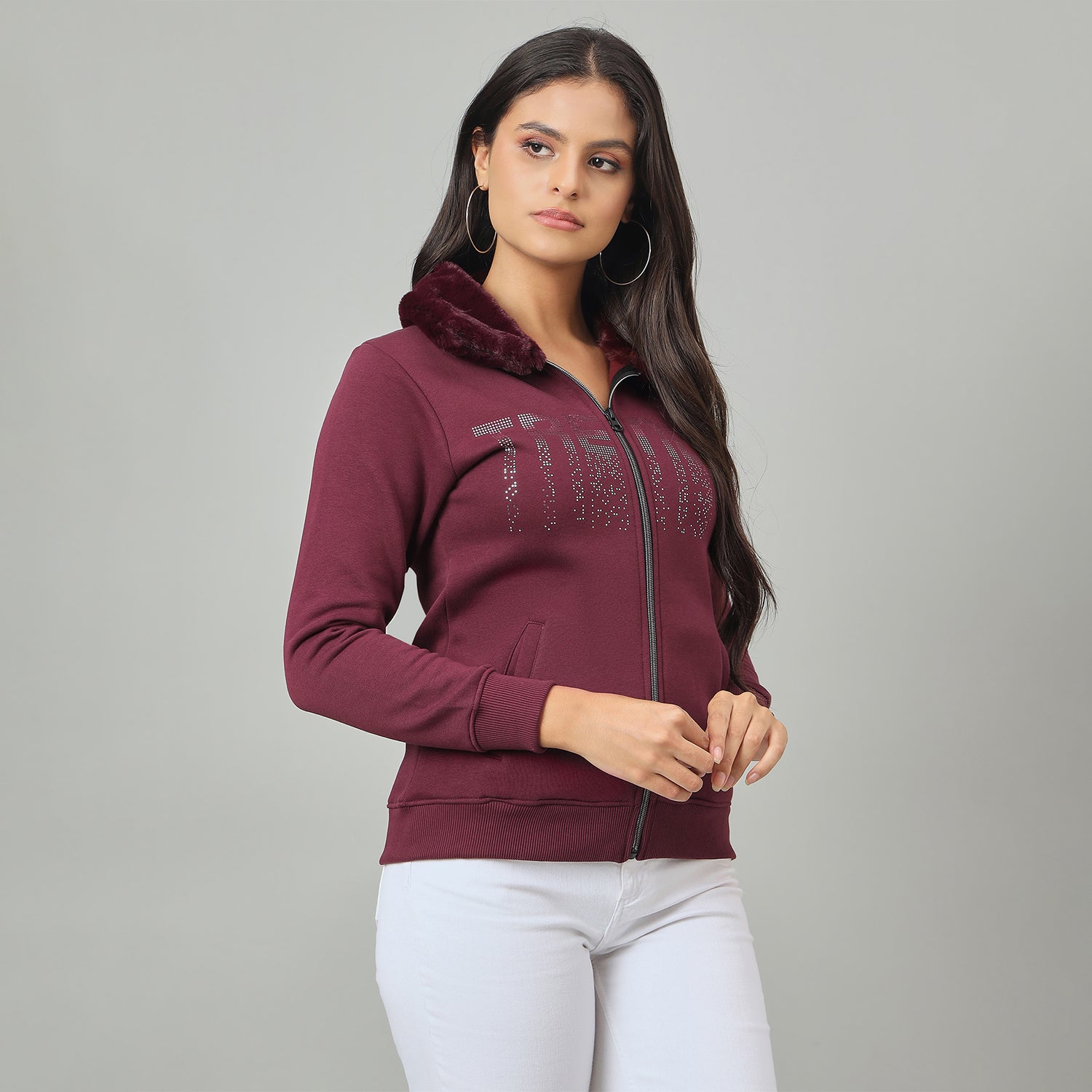 Duke Urban Women Full Zip Regular Sweatshirt (LFX967)