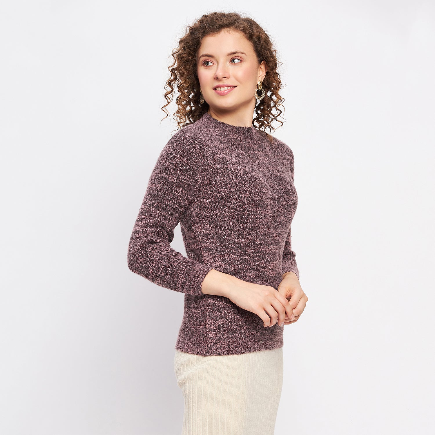 Duke Urban Women Full Sleeve Self Design Sweater (LQS9772)