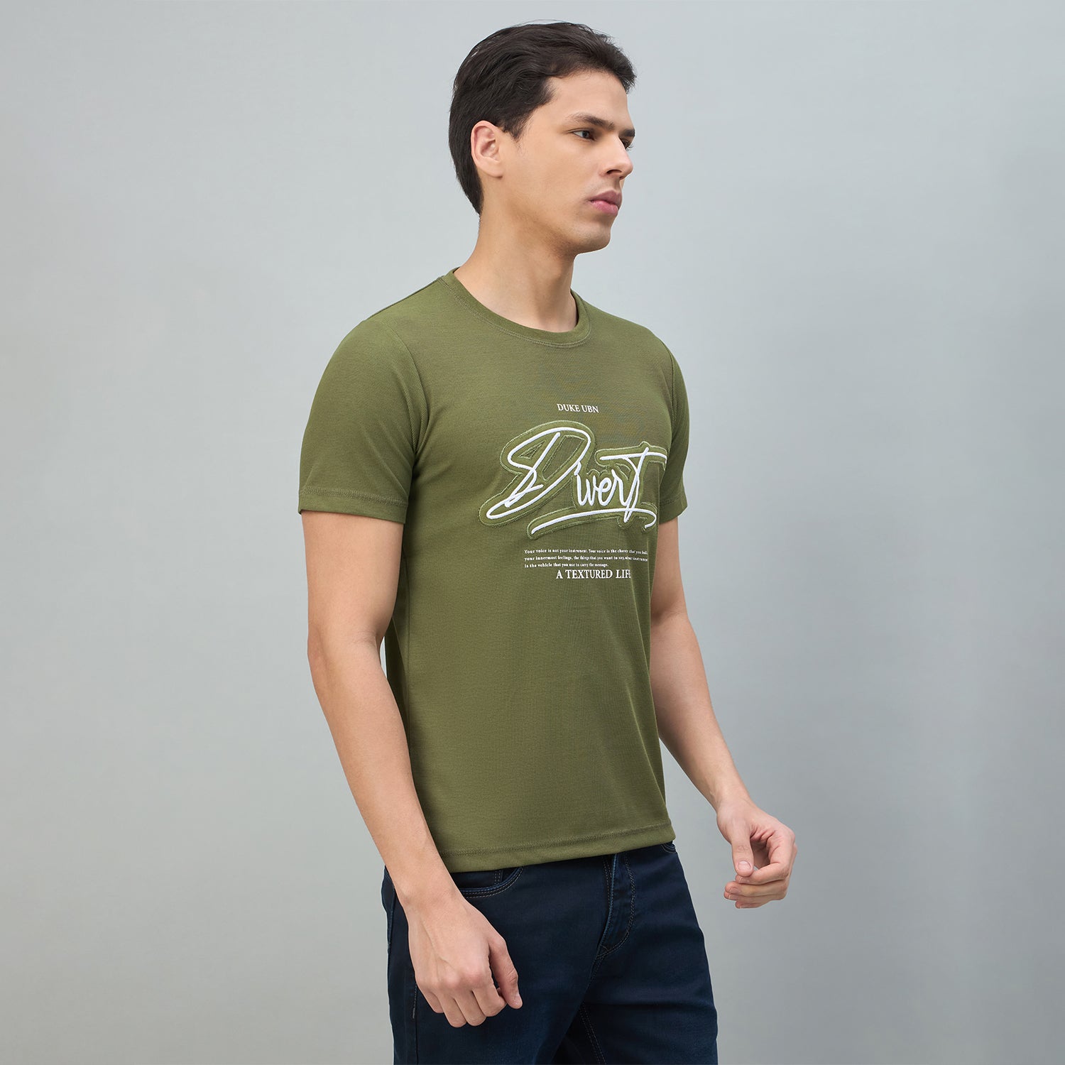 Duke Urban Men Embroidered Half Sleeve Rount Neck Tshirt (LF7522)