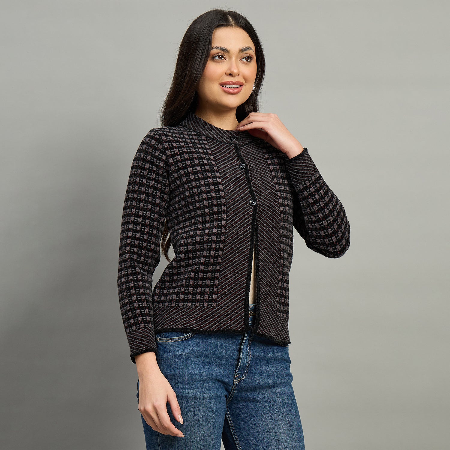 Duke Urban Women Full Sleeve Front Open Slim Fit Sweater (SDS1447)