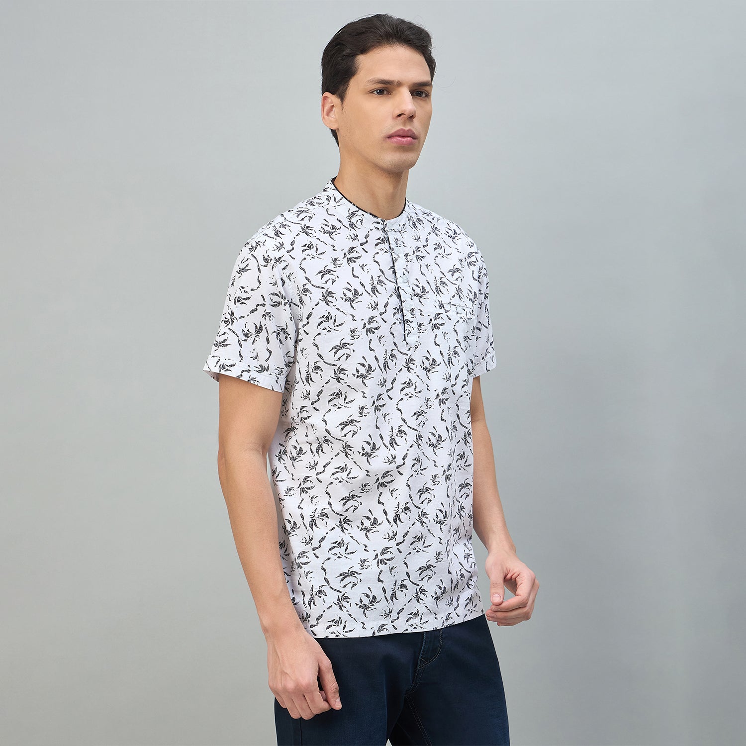 Duke Urban Men Floral Print Half Sleeve Casual Slim fit Tshirt (LF7531)
