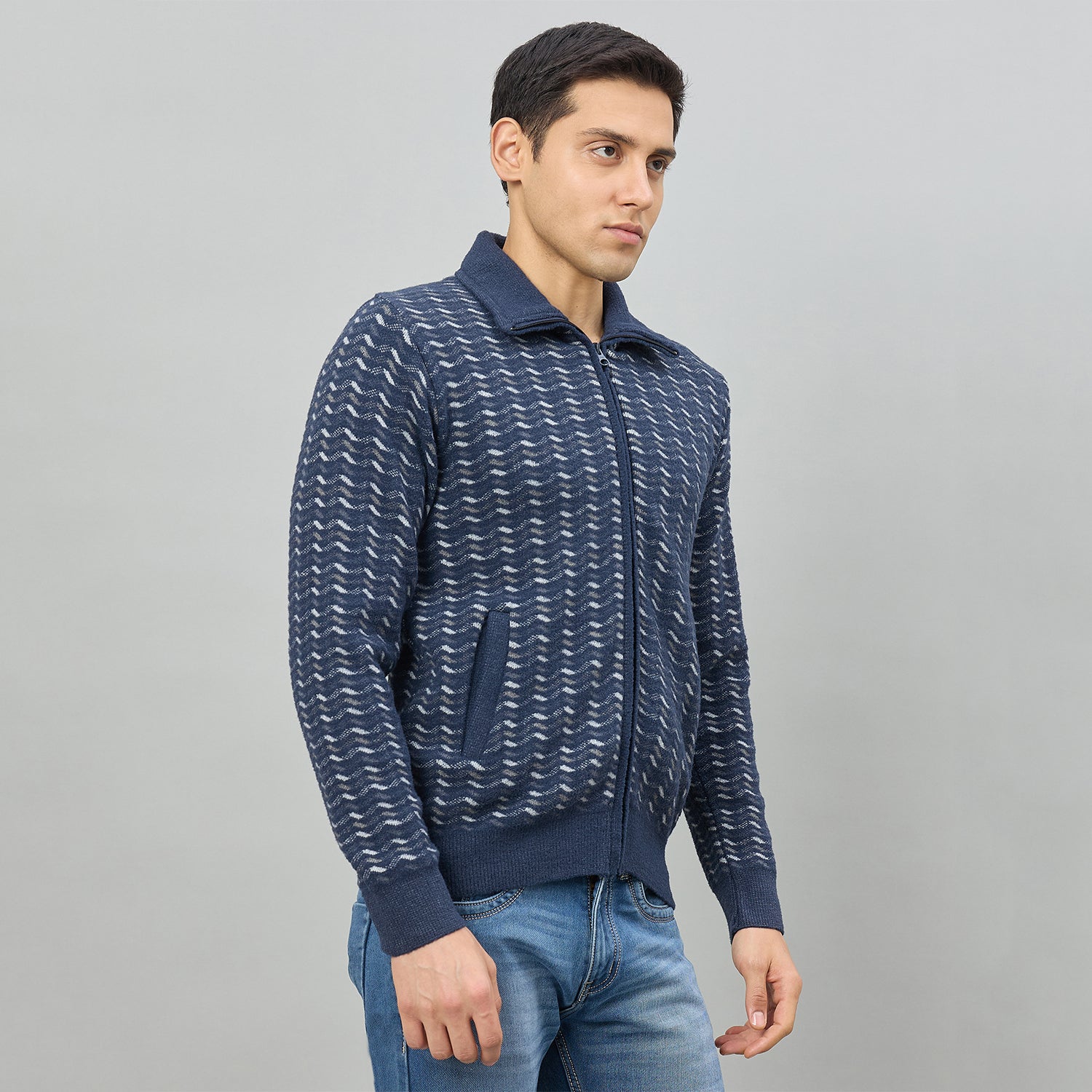 Duke Men Full Sleeve Full Zip Regular Sweater (SDS2360)
