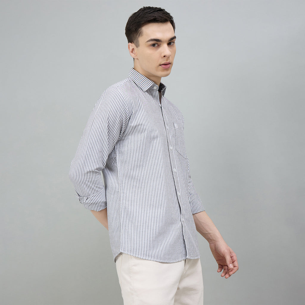 Duke Urban Men Striped Pure Cotton Slim Fit Casual Full Sleeve Shirt (SDO8STON)