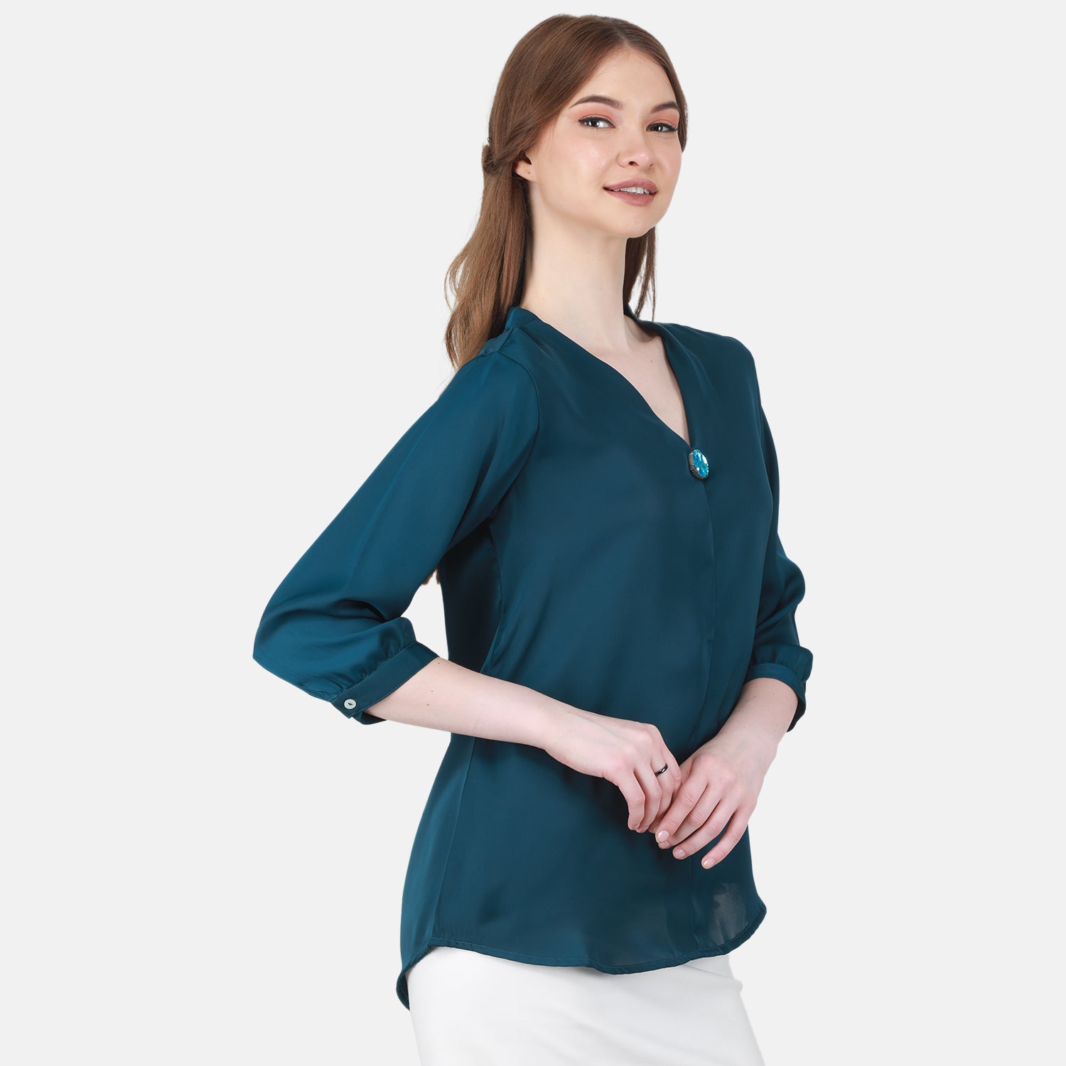 Duke Stardust Women V Neck Solid Top (SDX3280)