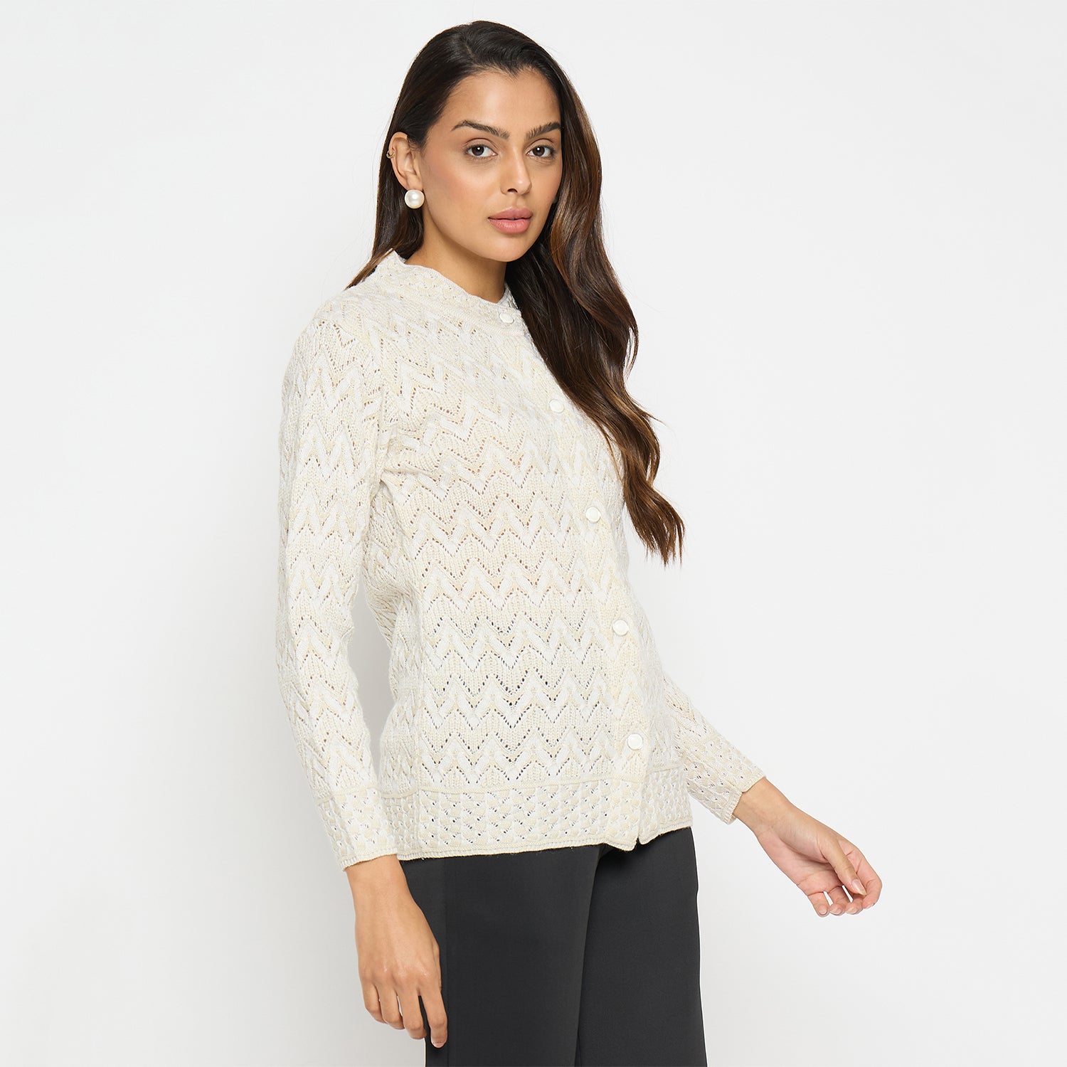 Duke Stardust Women Full Sleeve Round Neck Cardigan (SDS1059R)