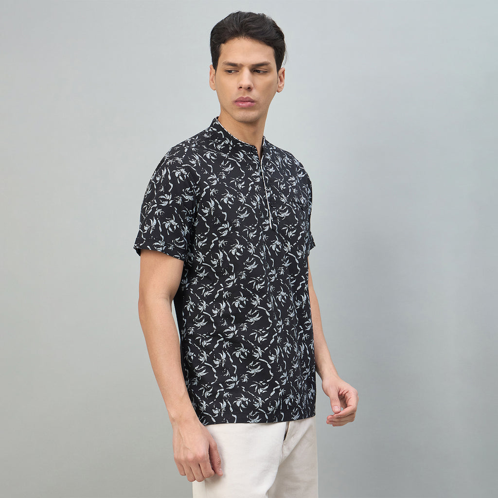 Duke Urban Men Floral Print Half Sleeve Casual Slim fit Tshirt (LF7531)